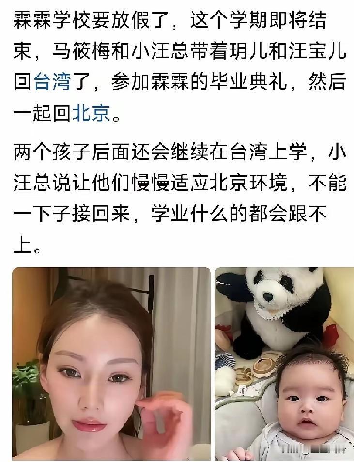 带着儿子回湾湾打疫苗，说回湾湾是为了继子继女，明明是跟闺蜜聚会，定期医美，什么事