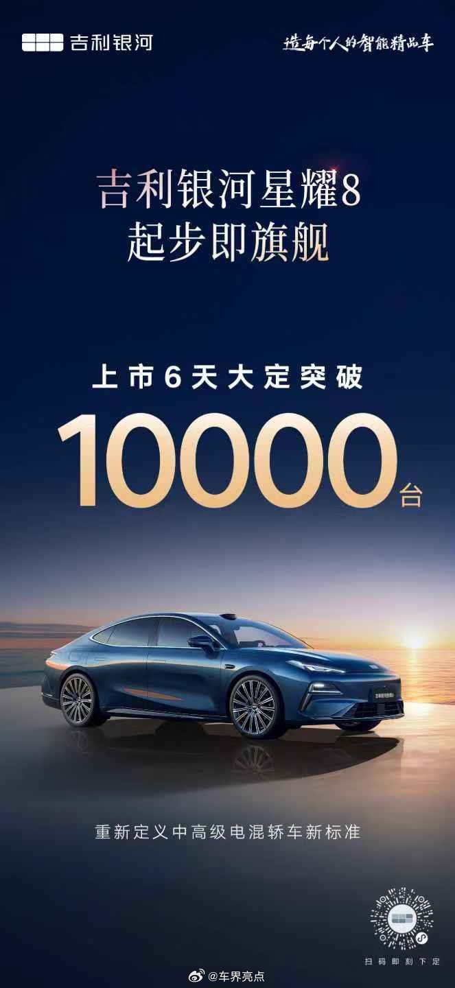 吉利银河星耀8上市6天，大定突破10000台！起步即旗舰，上市即爆款上市限时价1
