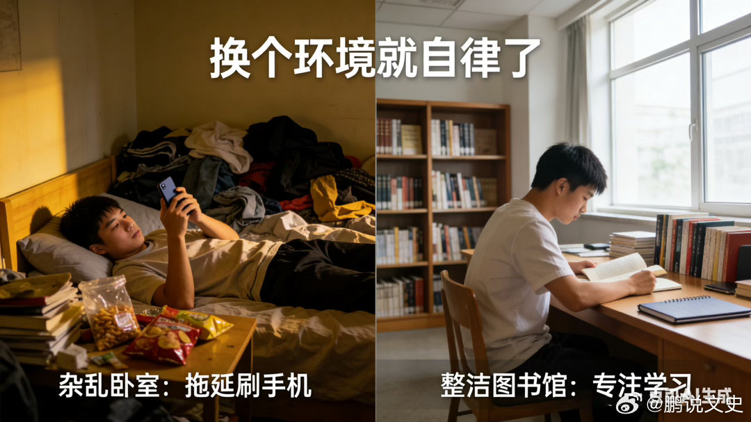 人是怎么废掉的改掉的方法就是换个能让自己自律起来的环境，像我在沙发、茶几剪视频就