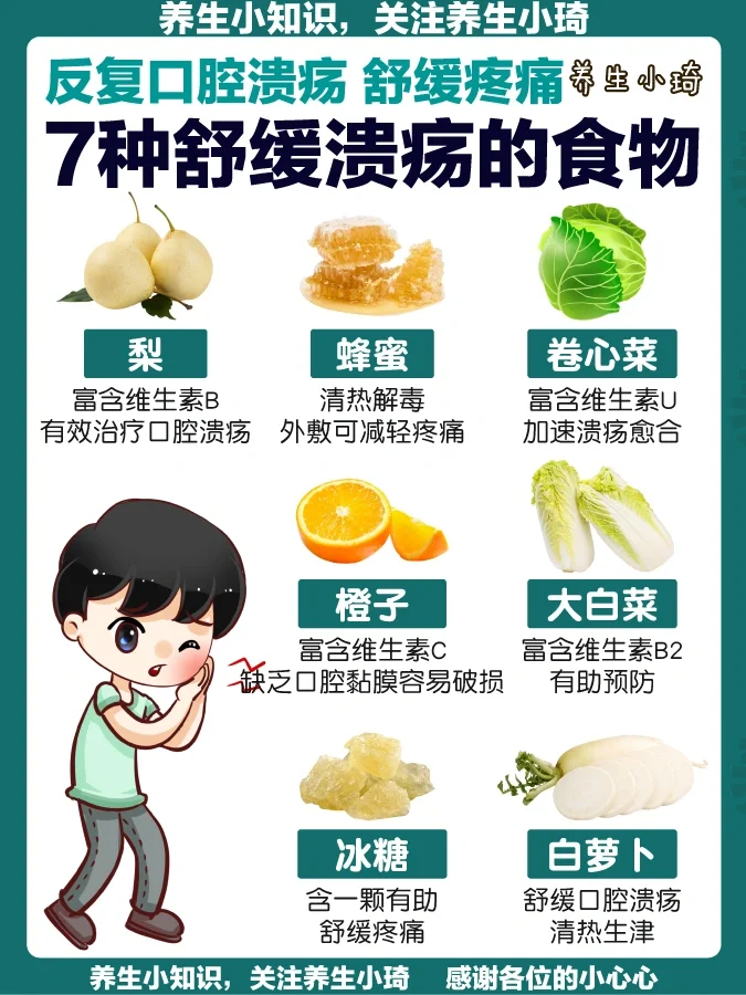 7种舒缓溃疡的食物｜溃疡反复发作 难忍疼痛