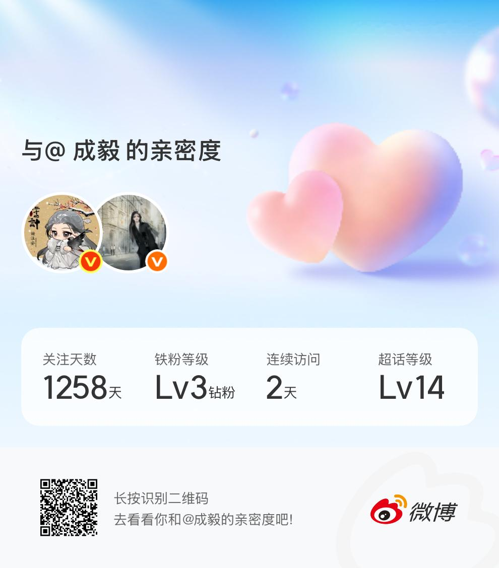 快来看看我与的亲密度！ 微博亲密度与成毅的亲密度 ​​​