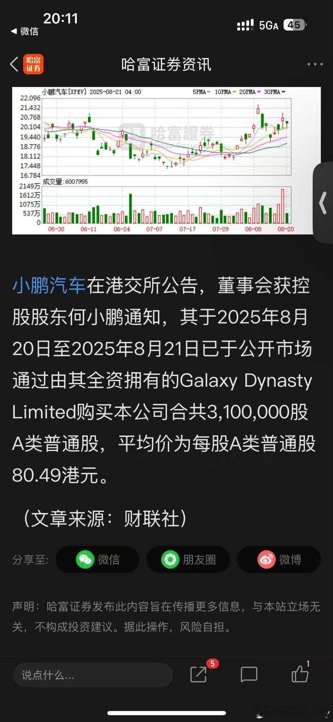 何小鹏是不是疯啦？80.45的价格买了2.5亿小鹏股票[苦涩][苦涩]我还想着下