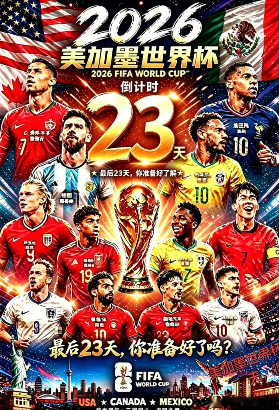 2026美加墨世界杯倒计时23天，所剩无几的时间里，你还没有找到队伍吗？内马尔都
