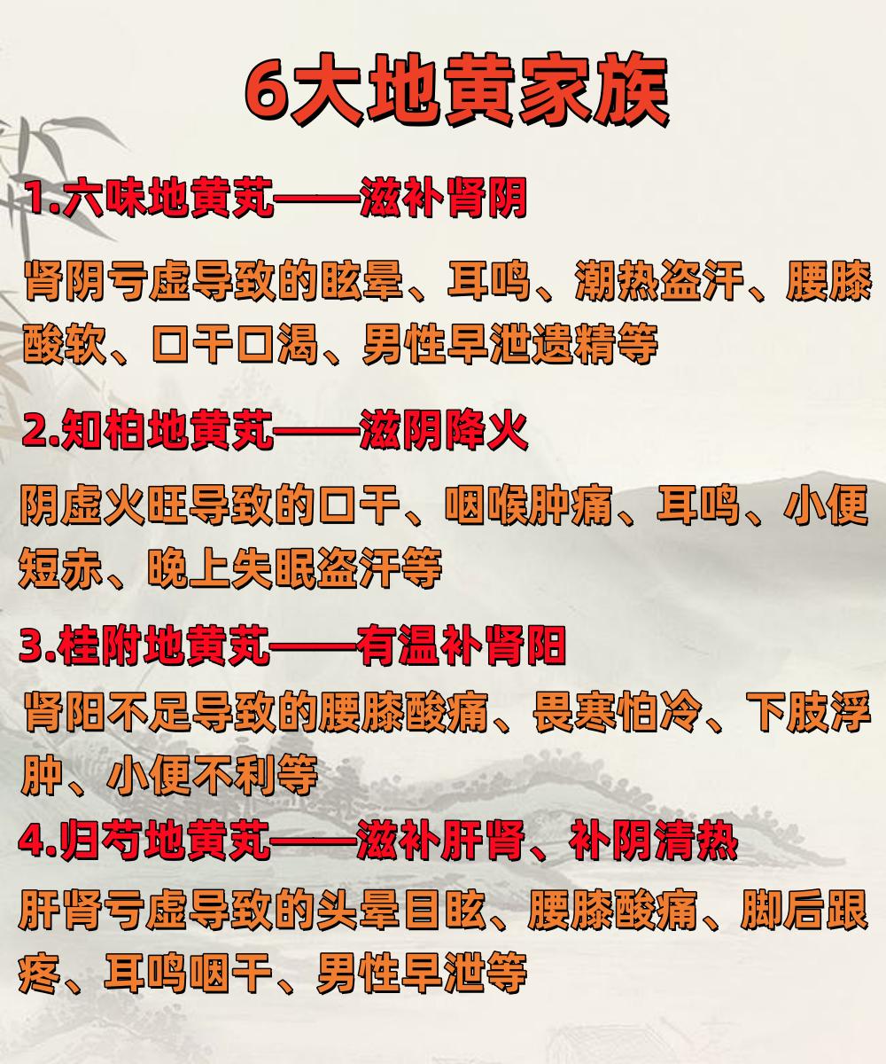 6大地黄家族，到底该怎么选？

以下的内容仅作中医知识科普，如有身体不适，请及时