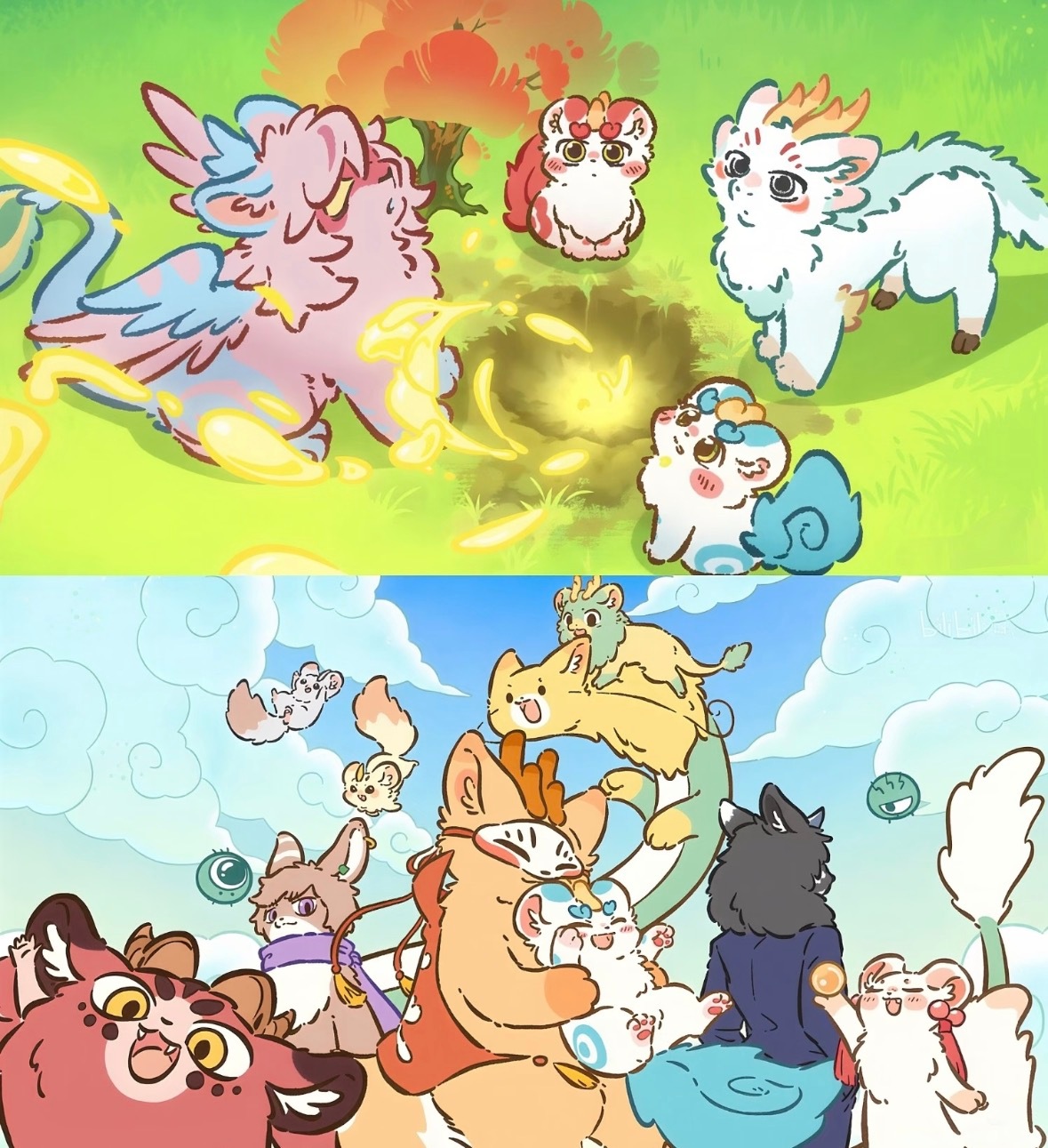 山海经神兽下凡撸毛日常国漫《有兽焉》治愈解压福瑞天花板，国风奇幻萌系超治愈哒！动