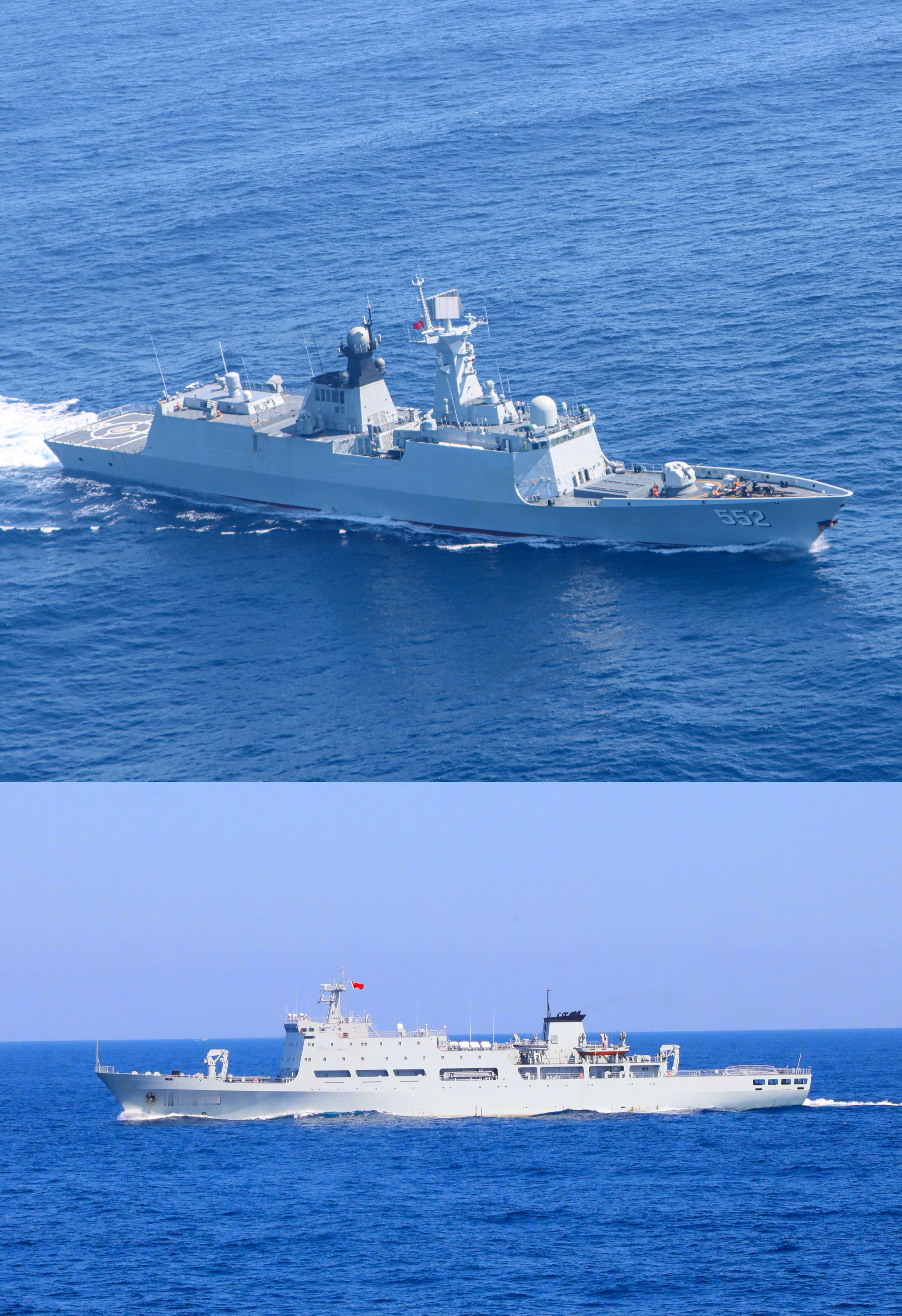 三亚榆林开放这两艘054A改导弹护卫舰郴州舰933客货运输船南运830船（猜到会