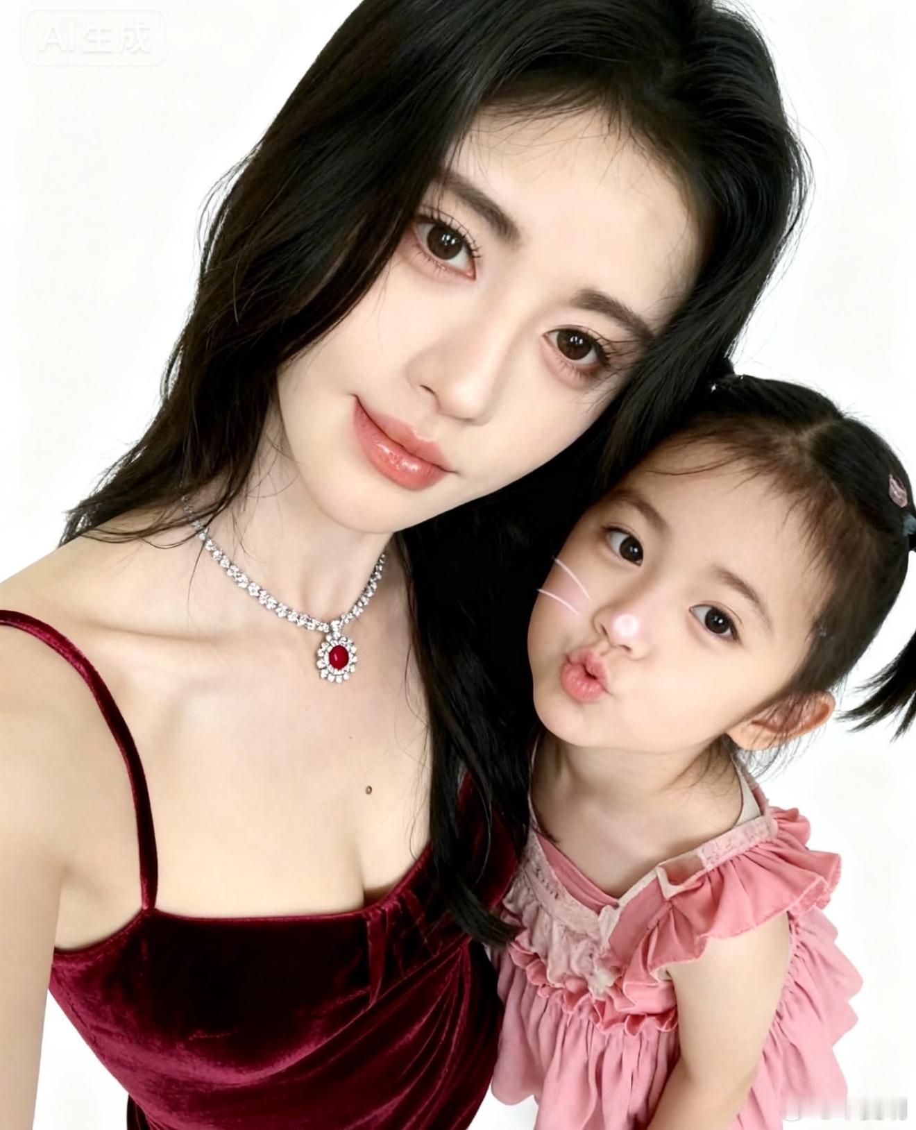 鞠婧祎和小时候的自己合照 ​​​