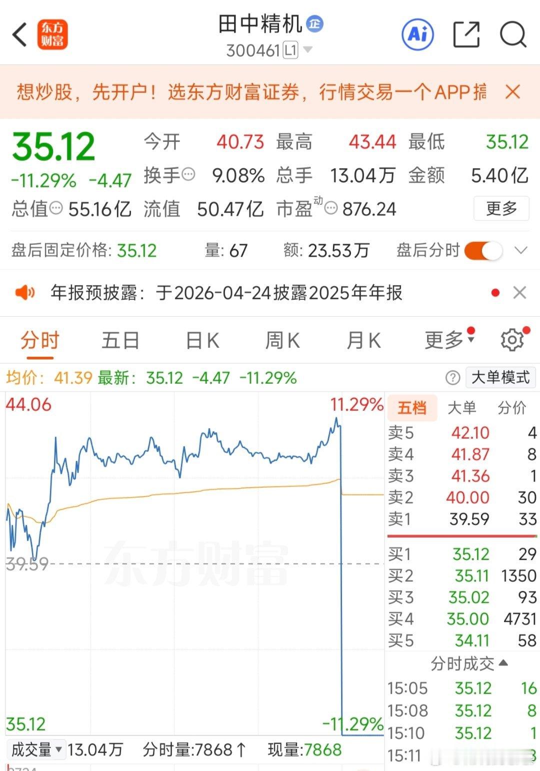 田中精机这是有什么利空被量化抓到了