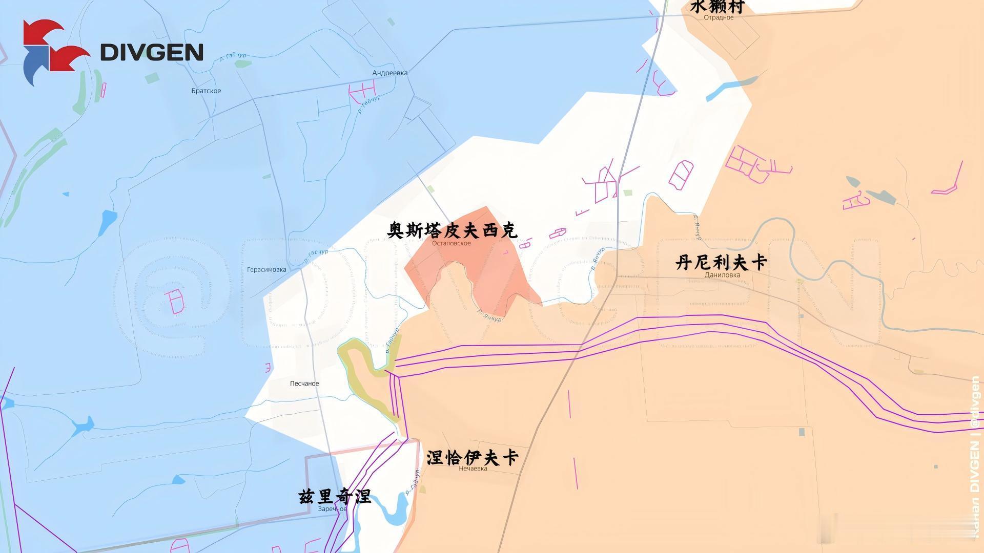 东方快车解放了波克罗夫西克以南的奥斯塔皮夫西克来源：DIVGEN 🚩 Карт