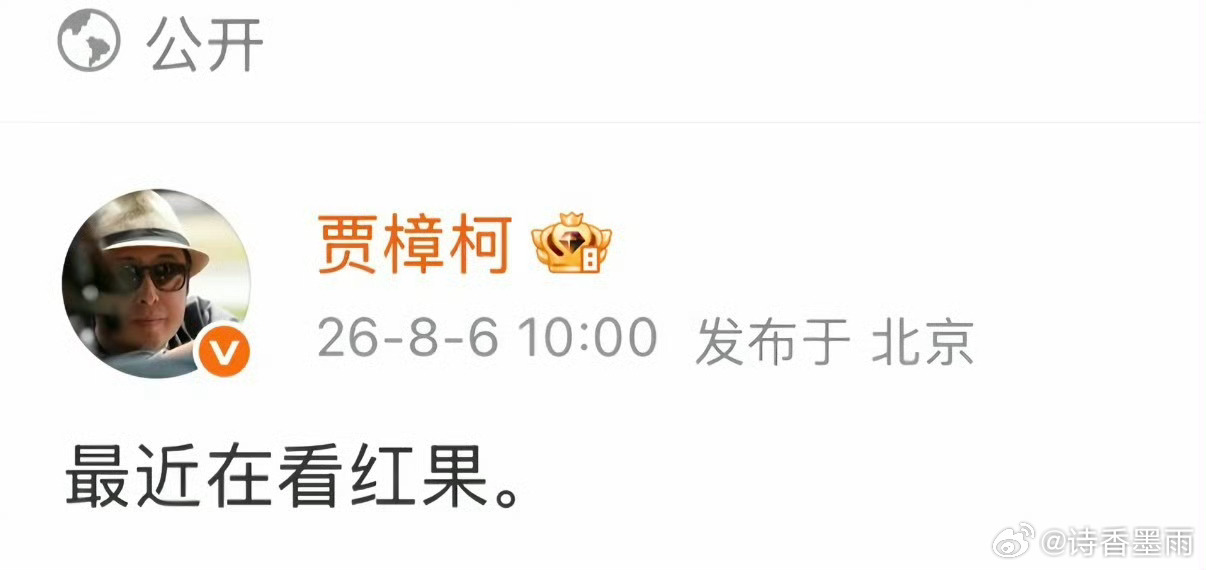 贾樟柯 红果说明红果里的内容确实很有意思，比某些长剧更有意思导演贾樟柯2026年