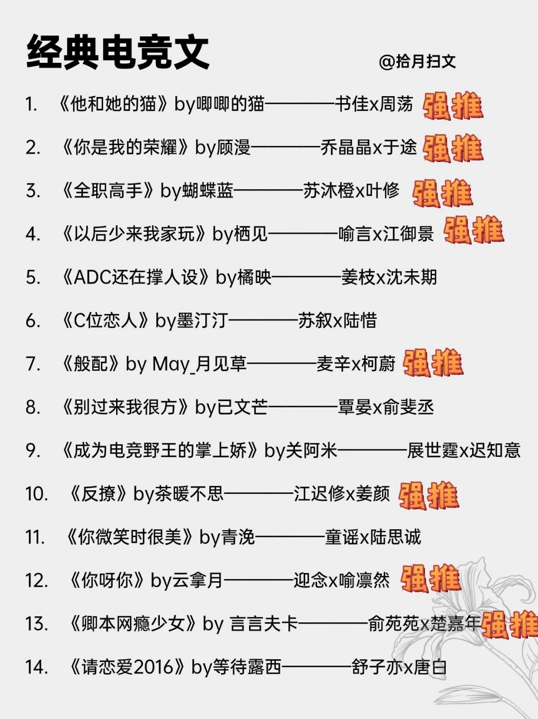 28本巨经典完结电竞文👀言情向！