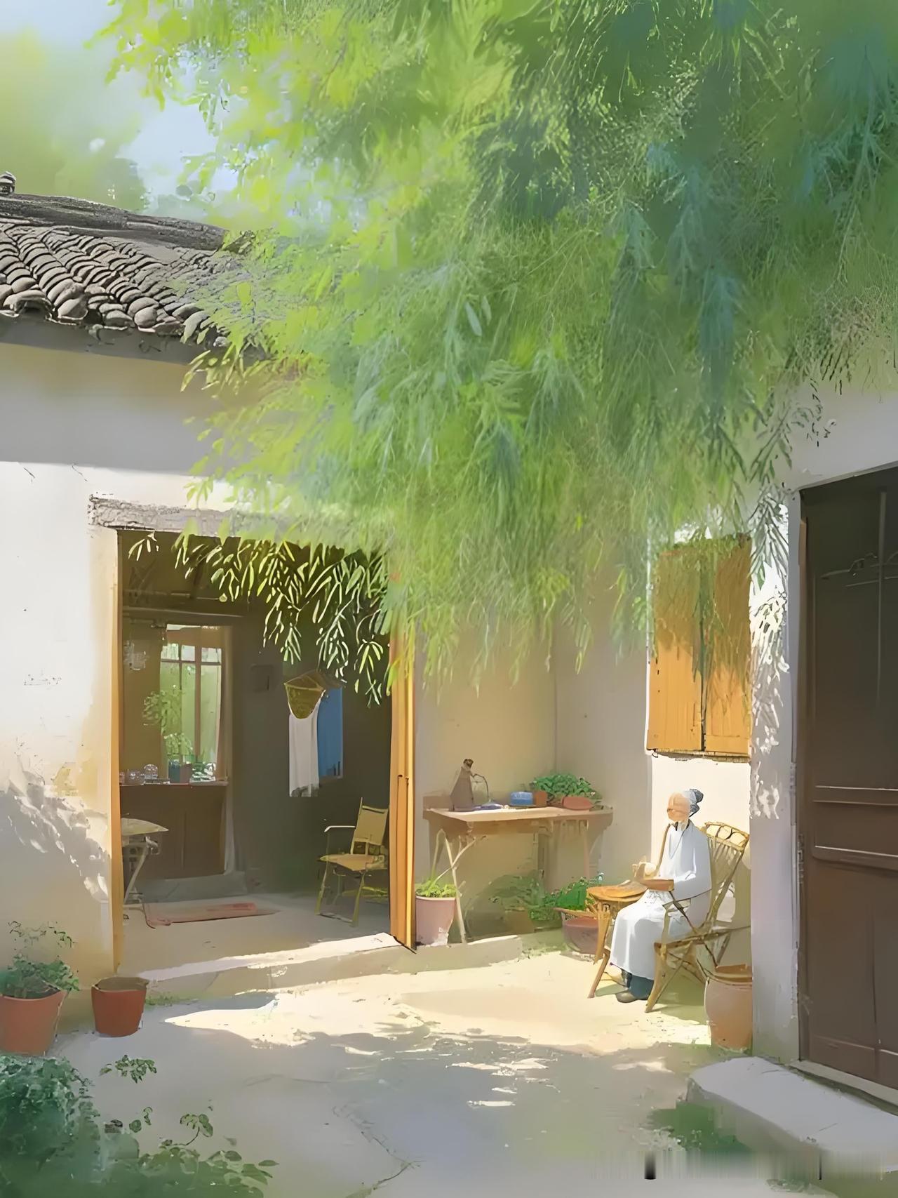 《夏日雨后晚兴》
——清·李慈铭
雨过喜晚晴，槐柳团我屋。
一面斜阳黄，三面树阴