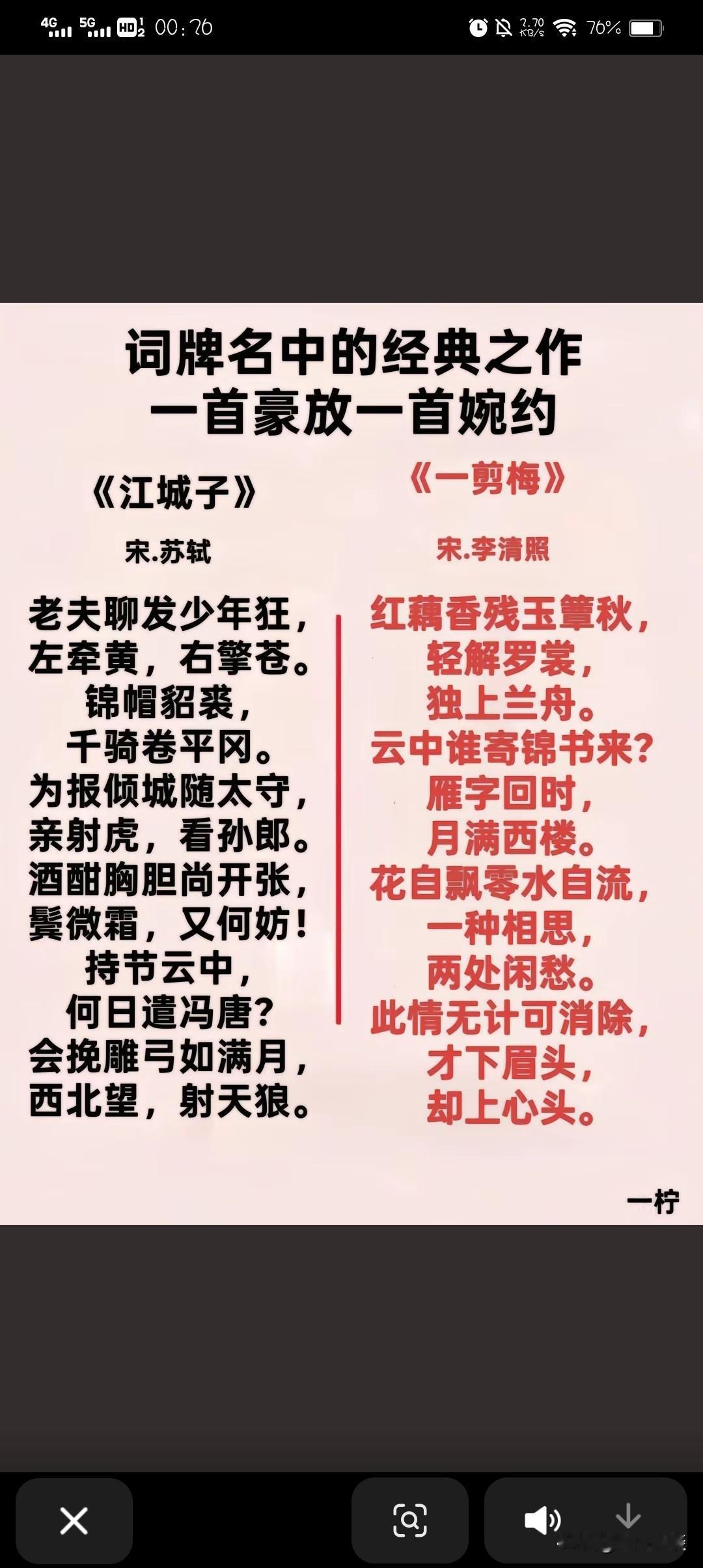 苏轼被李清照比下去了，两人同为宋朝词坛巅峰的宗师级别人物，苏轼是豪放派的代表，李