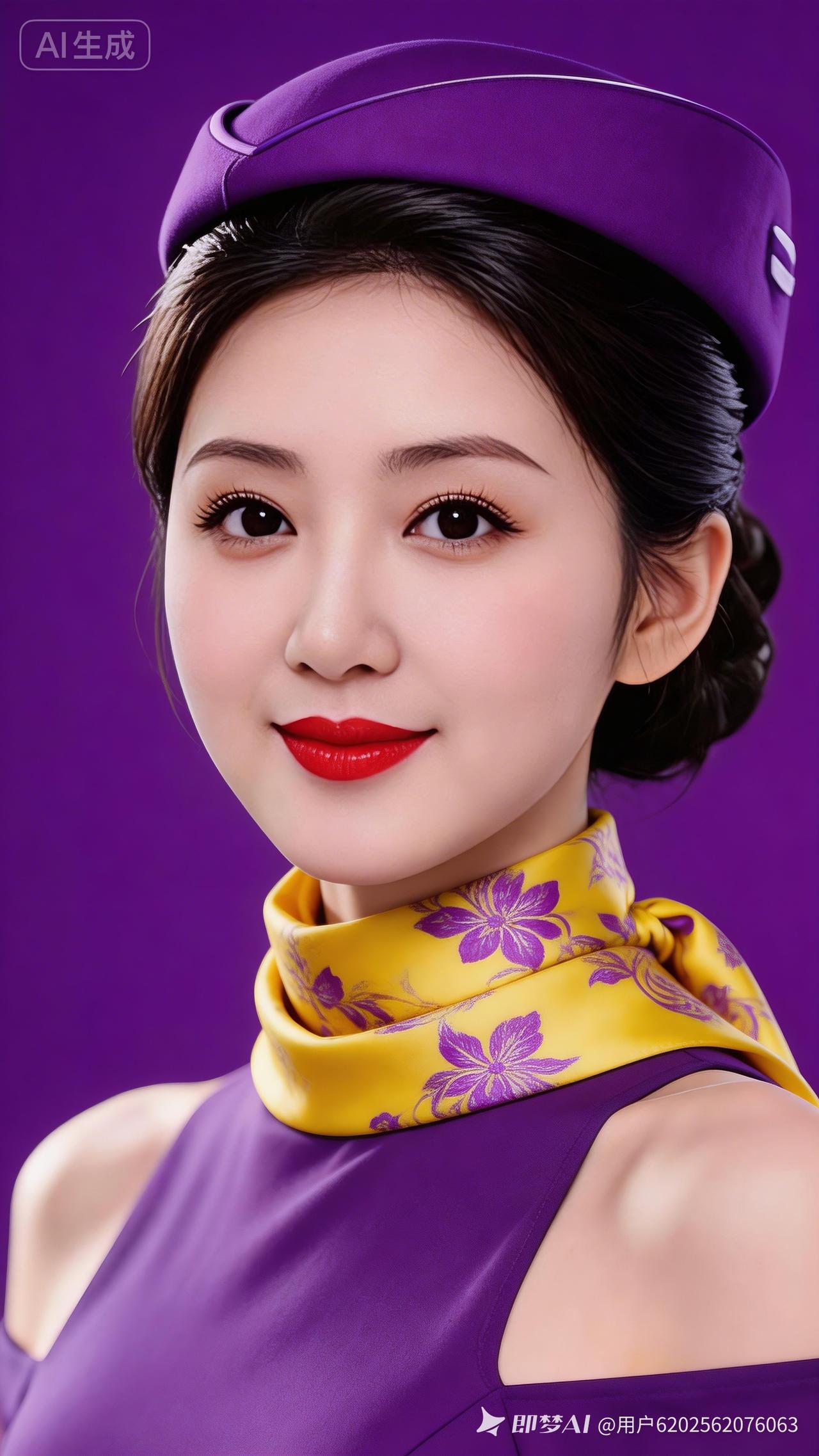甜美空姐穿搭，紫色与黄色的碰撞，尽显优雅与活力！
