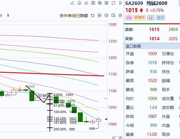 纯碱 你说大家都不感兴趣吧突然来了个大减仓，已经下1000了这里要么开始反弹，看