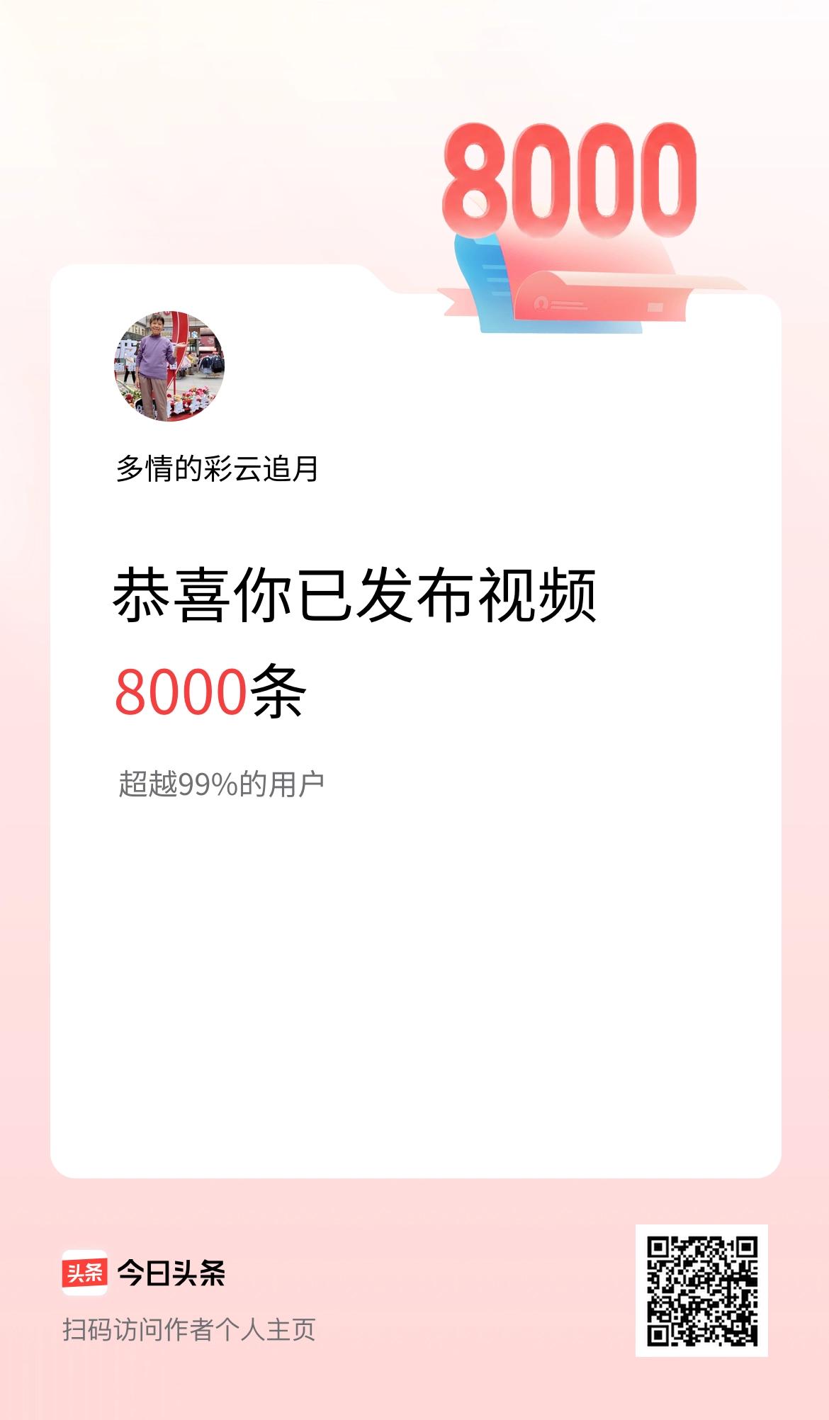 我在头条累计视频投稿8000个