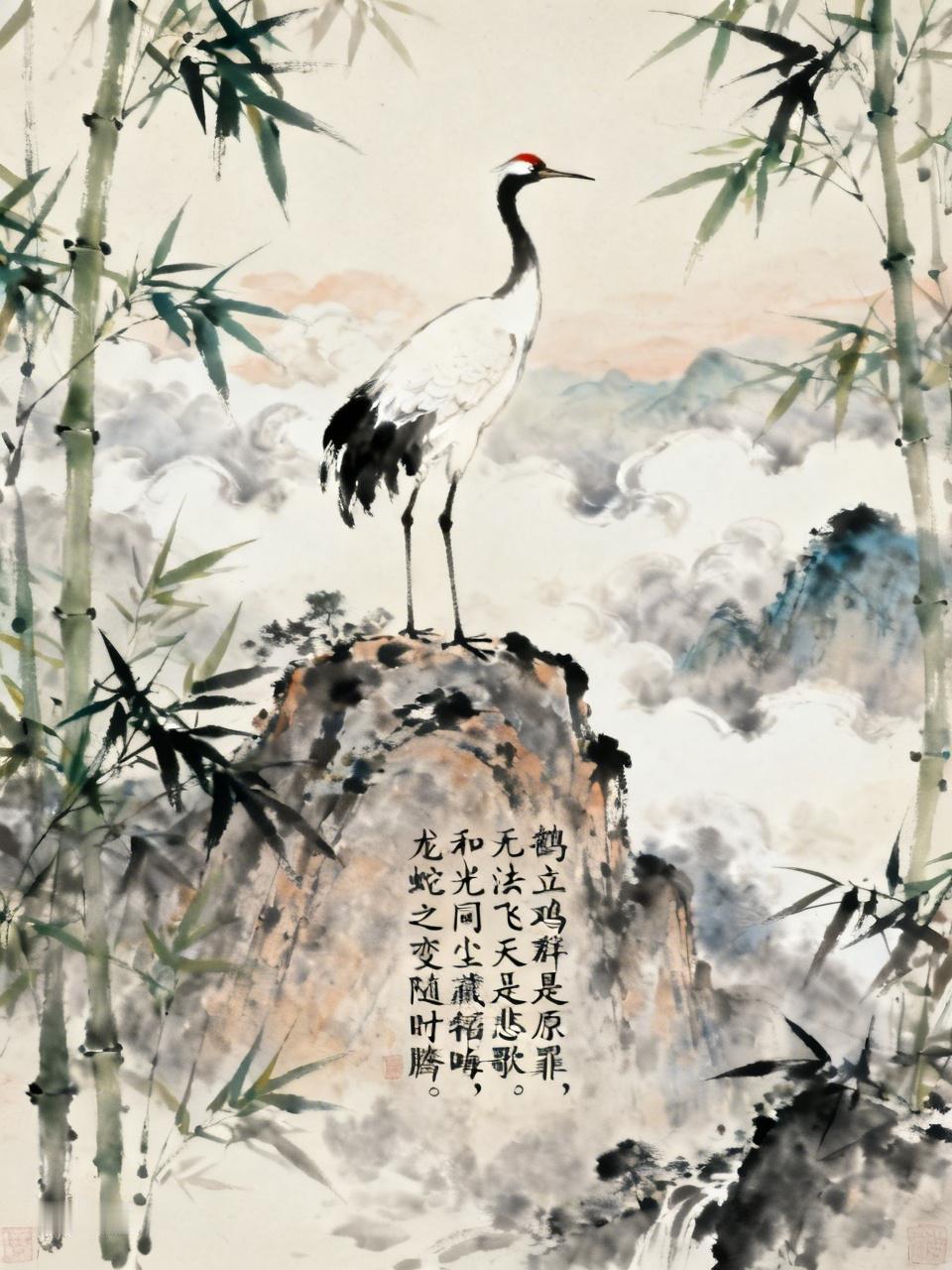 鹤立鸡群是原罪，
无法飞天是悲歌。
和光同尘藏韬晦，
龙蛇之变随时腾。