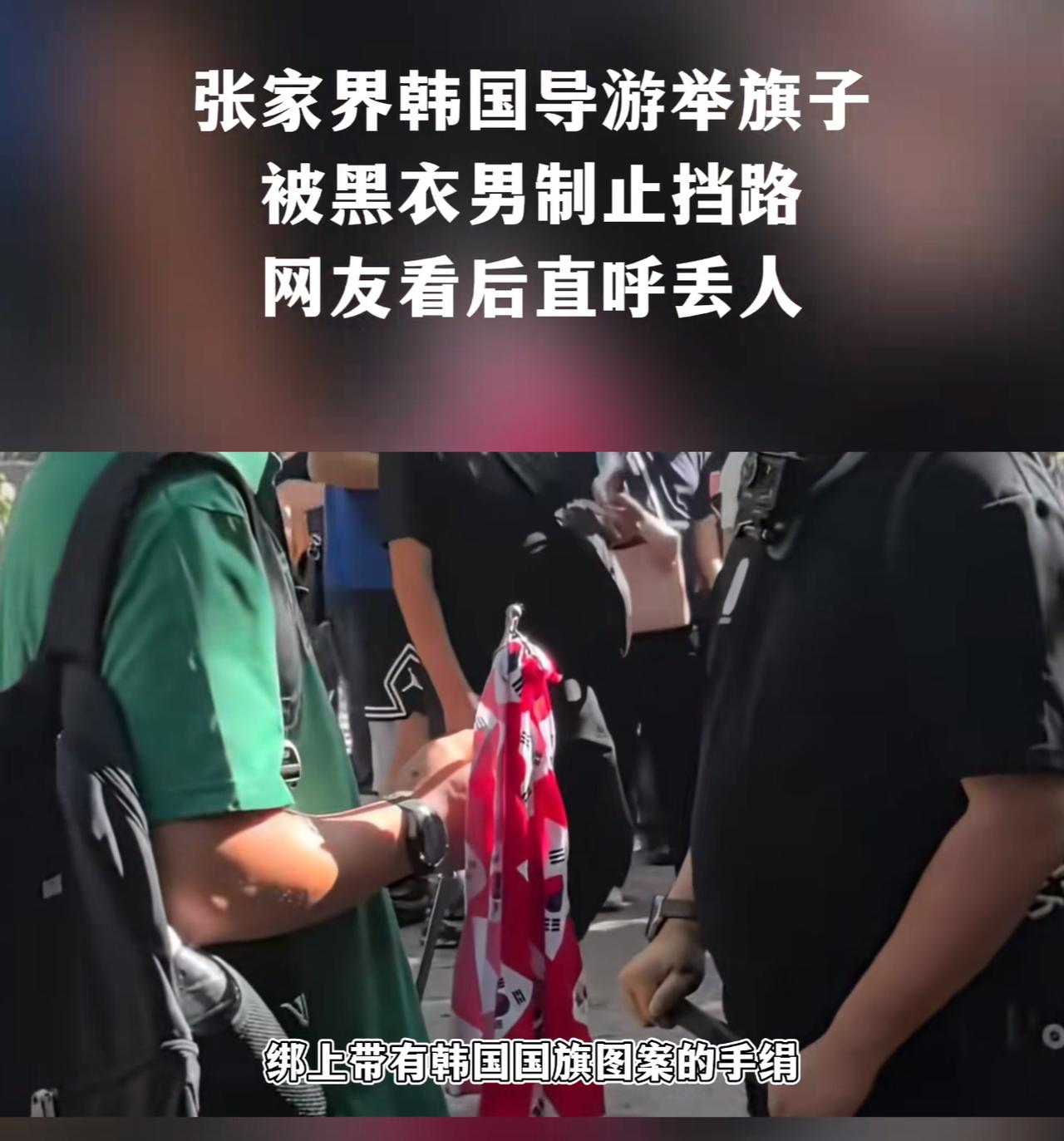 “爱国的黑衣大哥，精神感动了全世界”，一位韩国导游带着一群韩国游客游览张家界的过