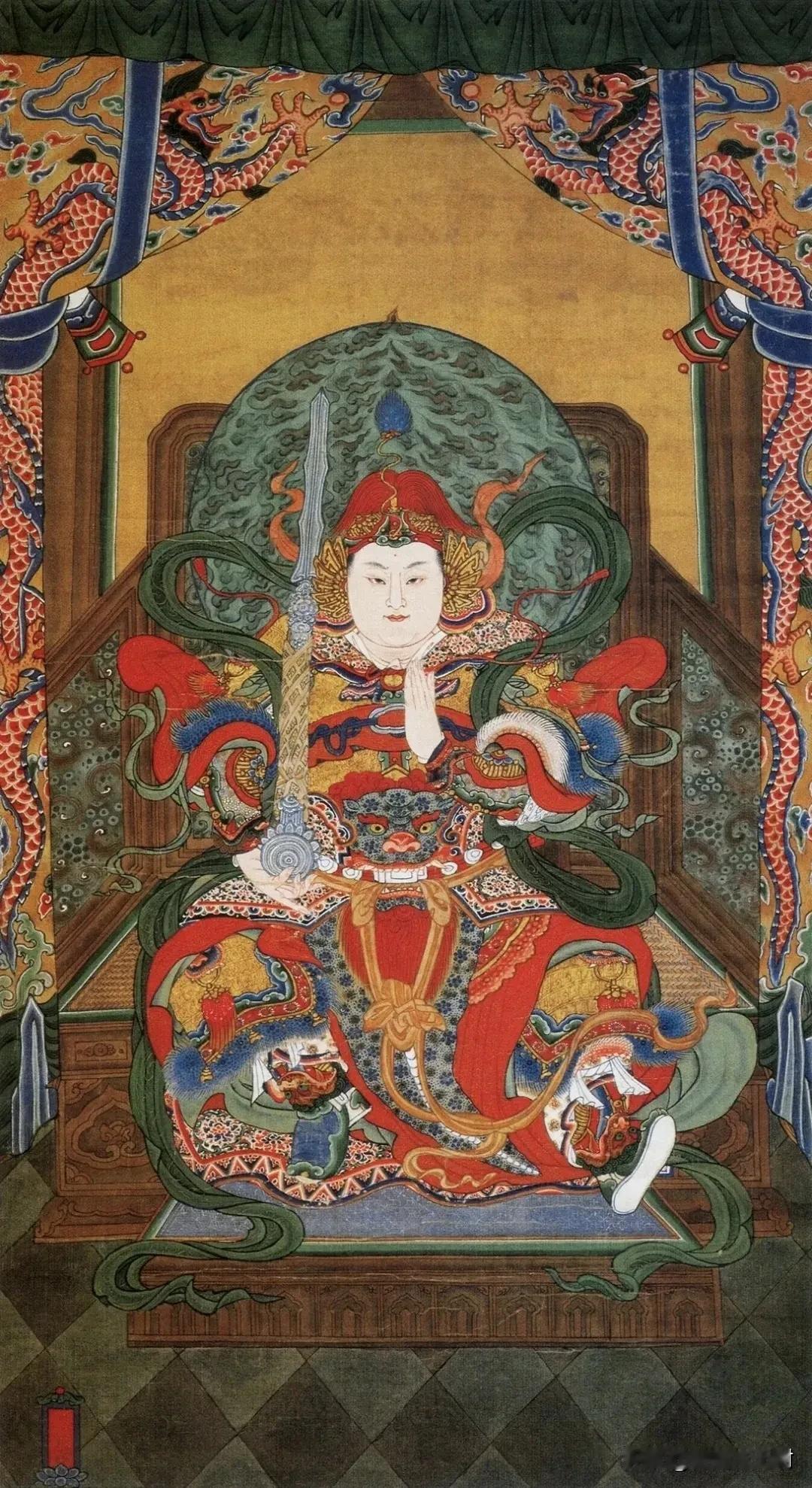 明代水陆画｜韦驮尊天菩萨
这幅精美重彩水陆画，绘的是护法天神韦驮菩萨。
 
菩萨