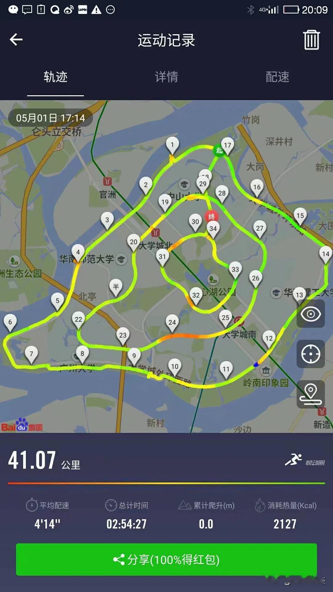 广州大学城，我的骑行记录，分享一下，虽然我是一个爱运动的女孩子，而且在大学城已经