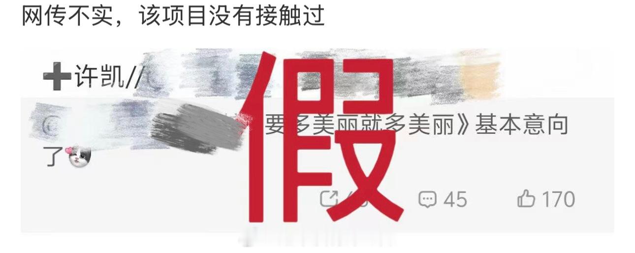 许凯对接打假了《要多美丽就多美丽》许凯不演哈网传不实，该项目没有接触过 许凯许凯
