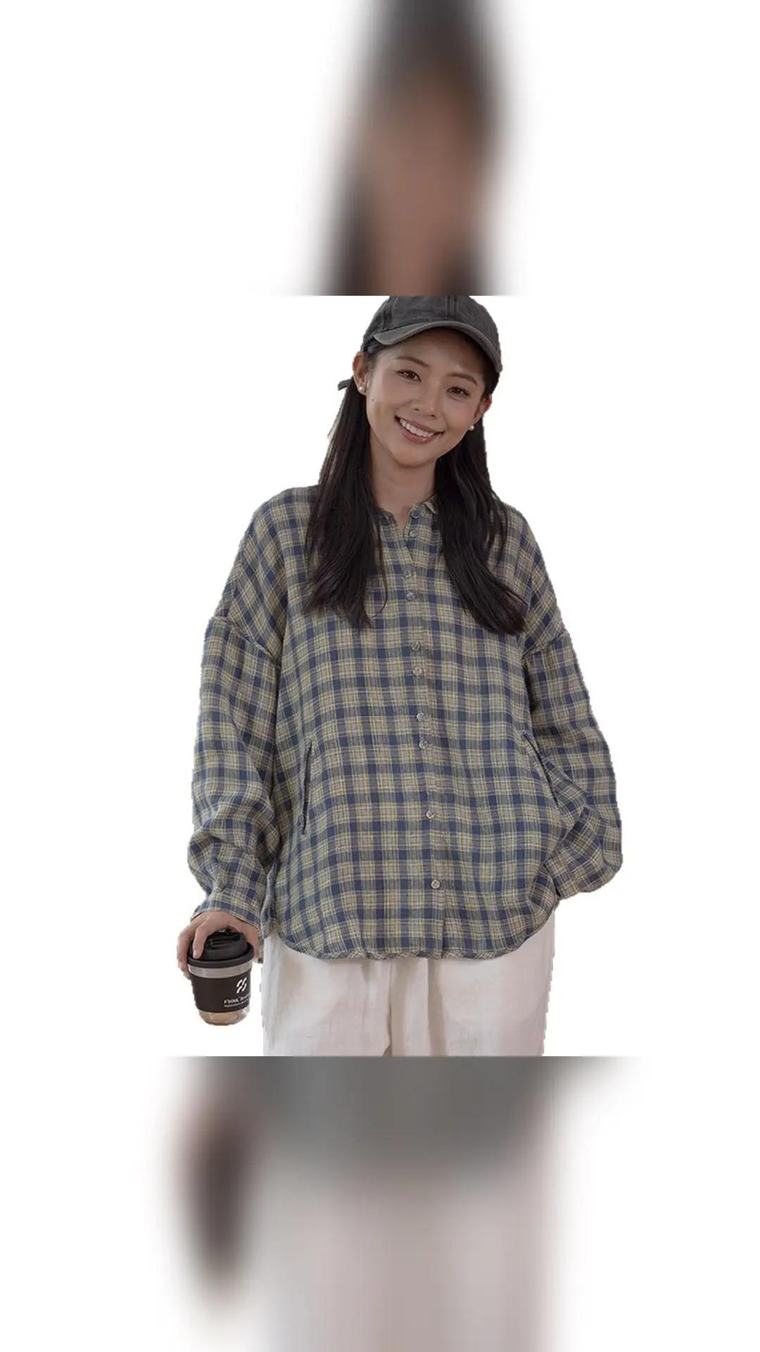 春季衬衫怎么选？这几点帮你不踩坑 这款2025年春季的休闲衬衫，蓝白格纹，亚麻面