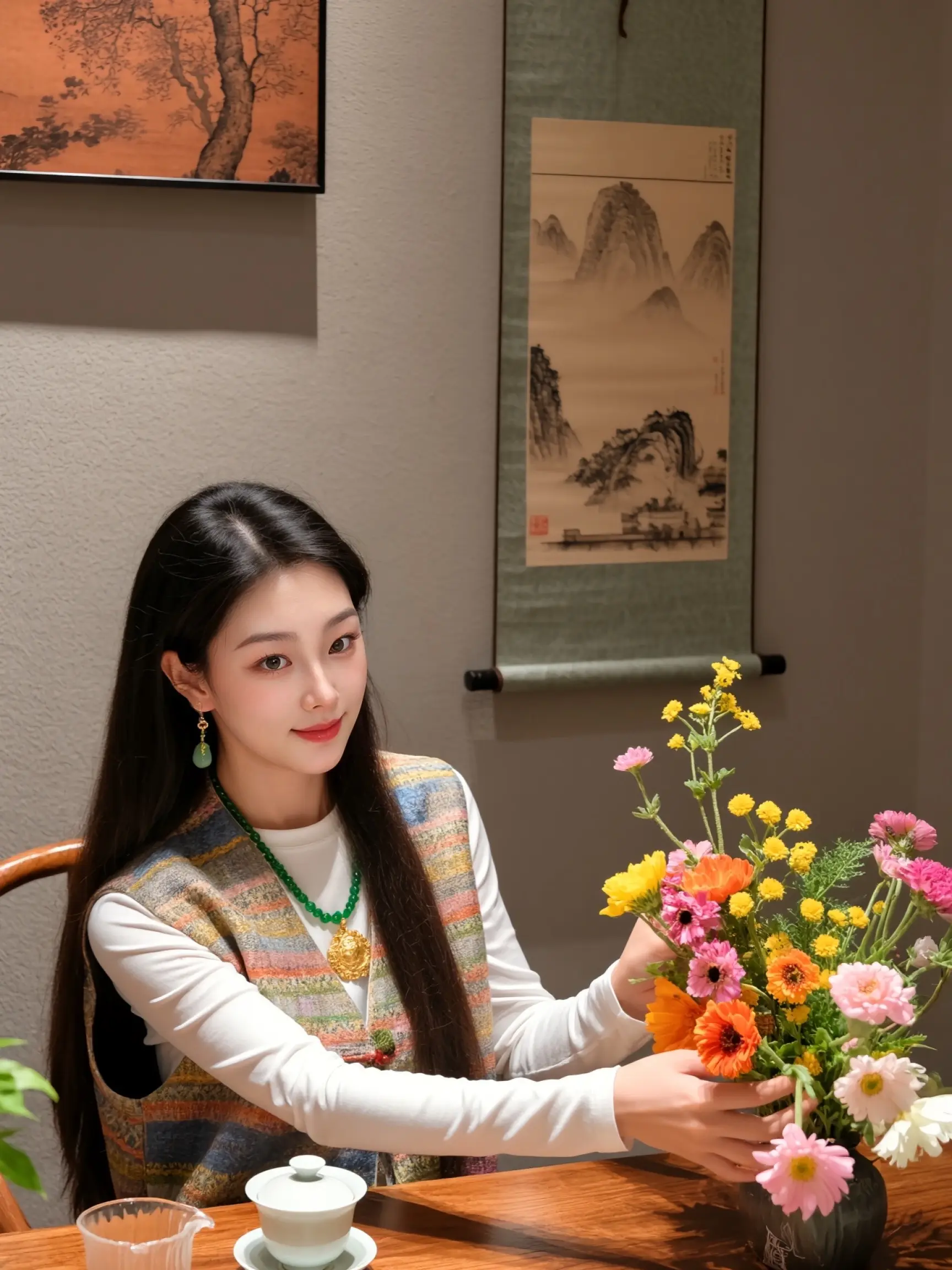 AI中式花艺写真 ai创作 随变ai随便玩