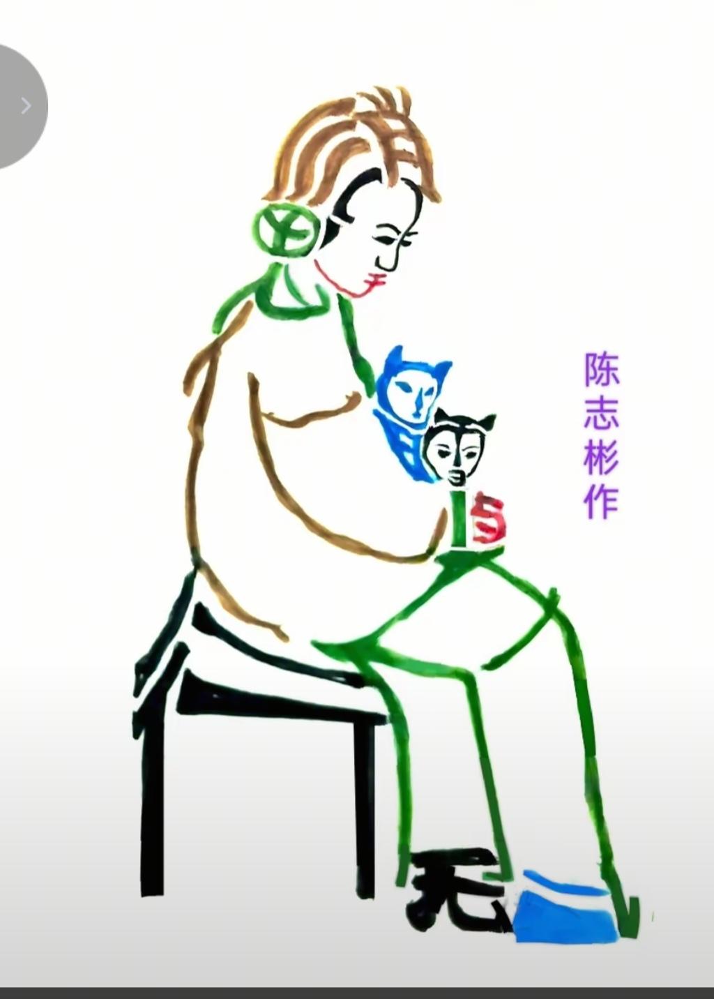 看图猜字。图中画面真给力。一个美女抱两猫。画面感很强。画面隐藏十二个字。挑战一下