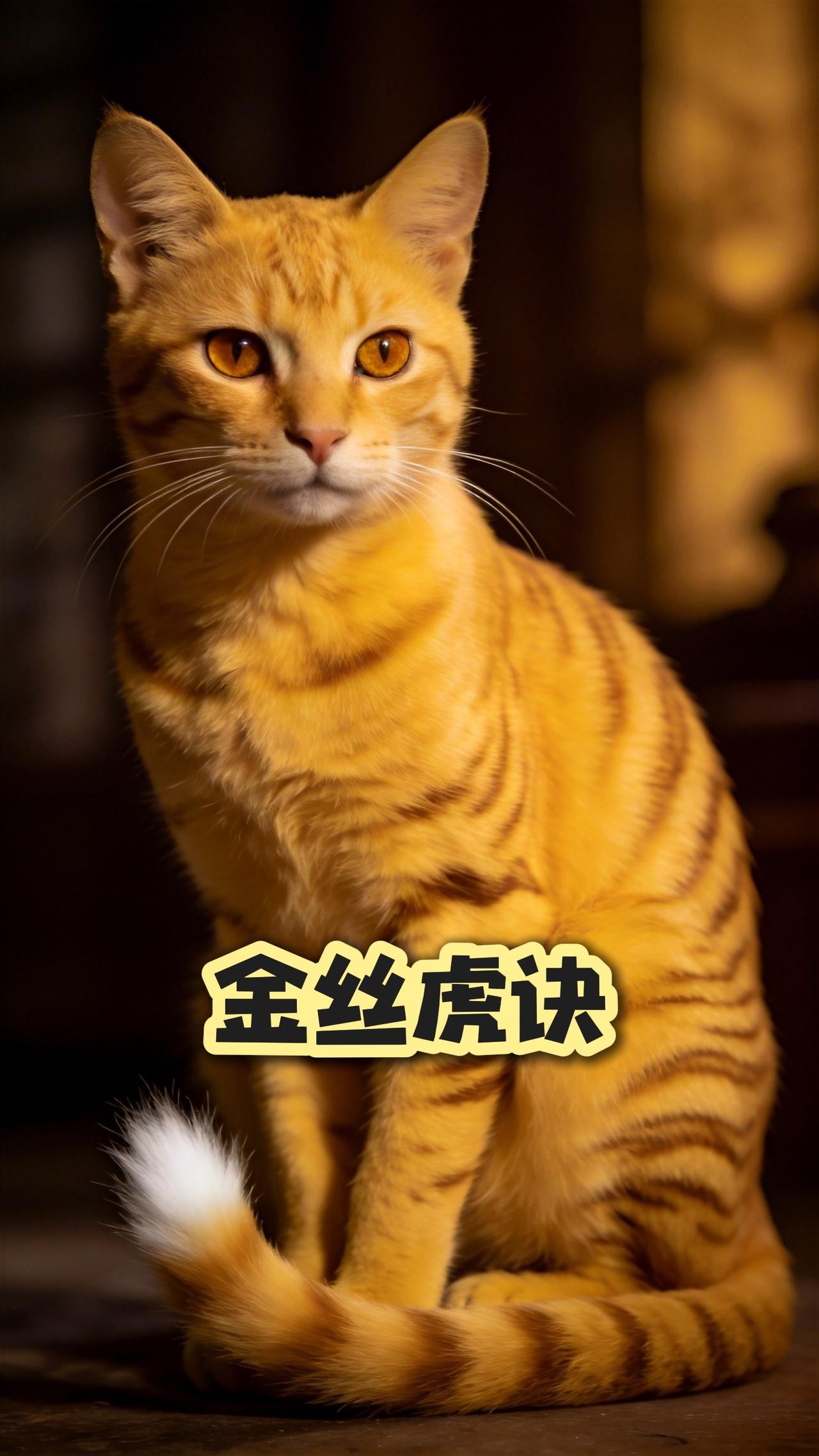 有一种猫，通体纯黄，毛泛金丝，眼如琥珀，尾尖白毫，古人称为金丝虎，认为它是十分独