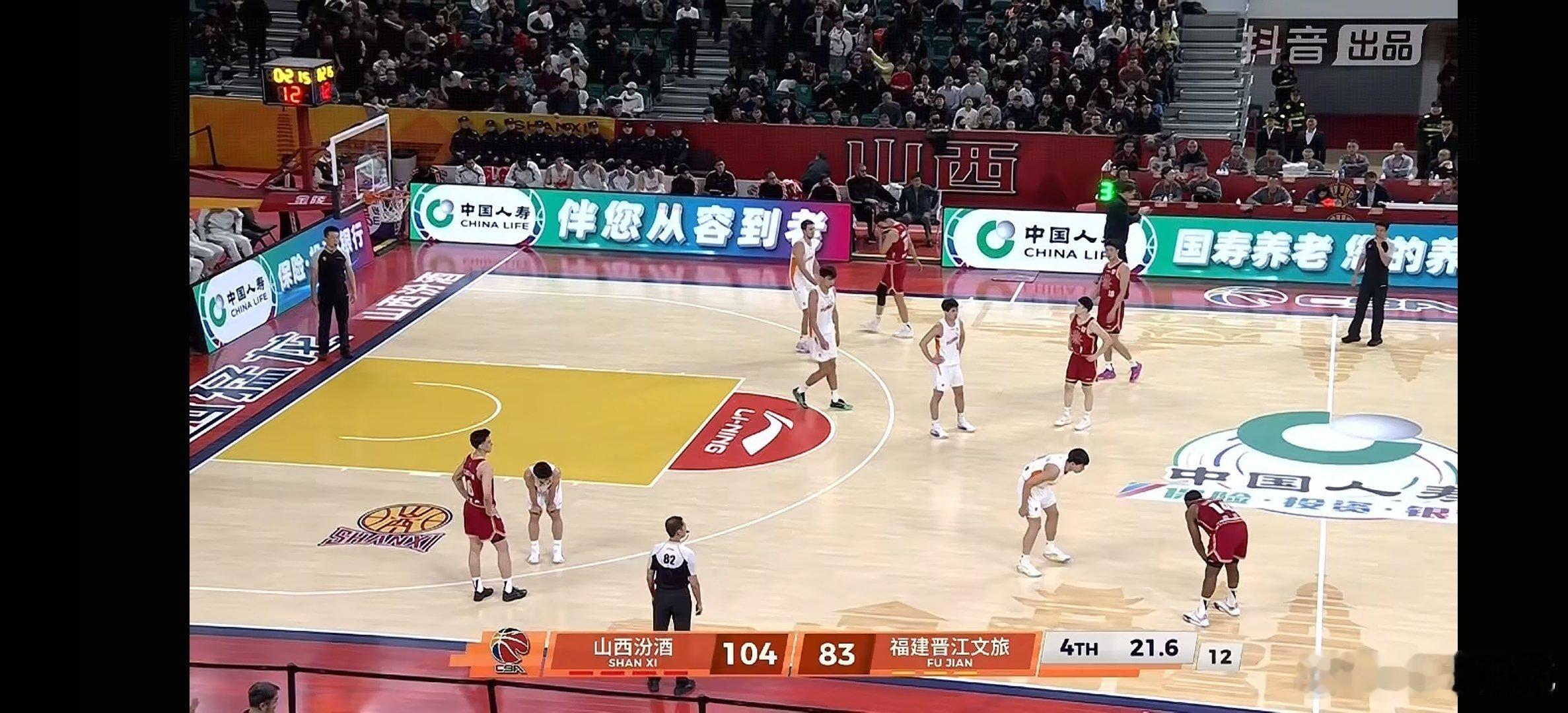 山西汾酒男篮主场大比分战胜福建男篮，两连胜。cba