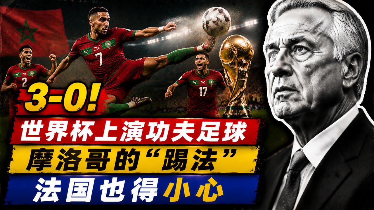 3-0！世界杯上演功夫足球，摩洛哥的“踢法”，法国也得小心
一场1/8决赛，为何