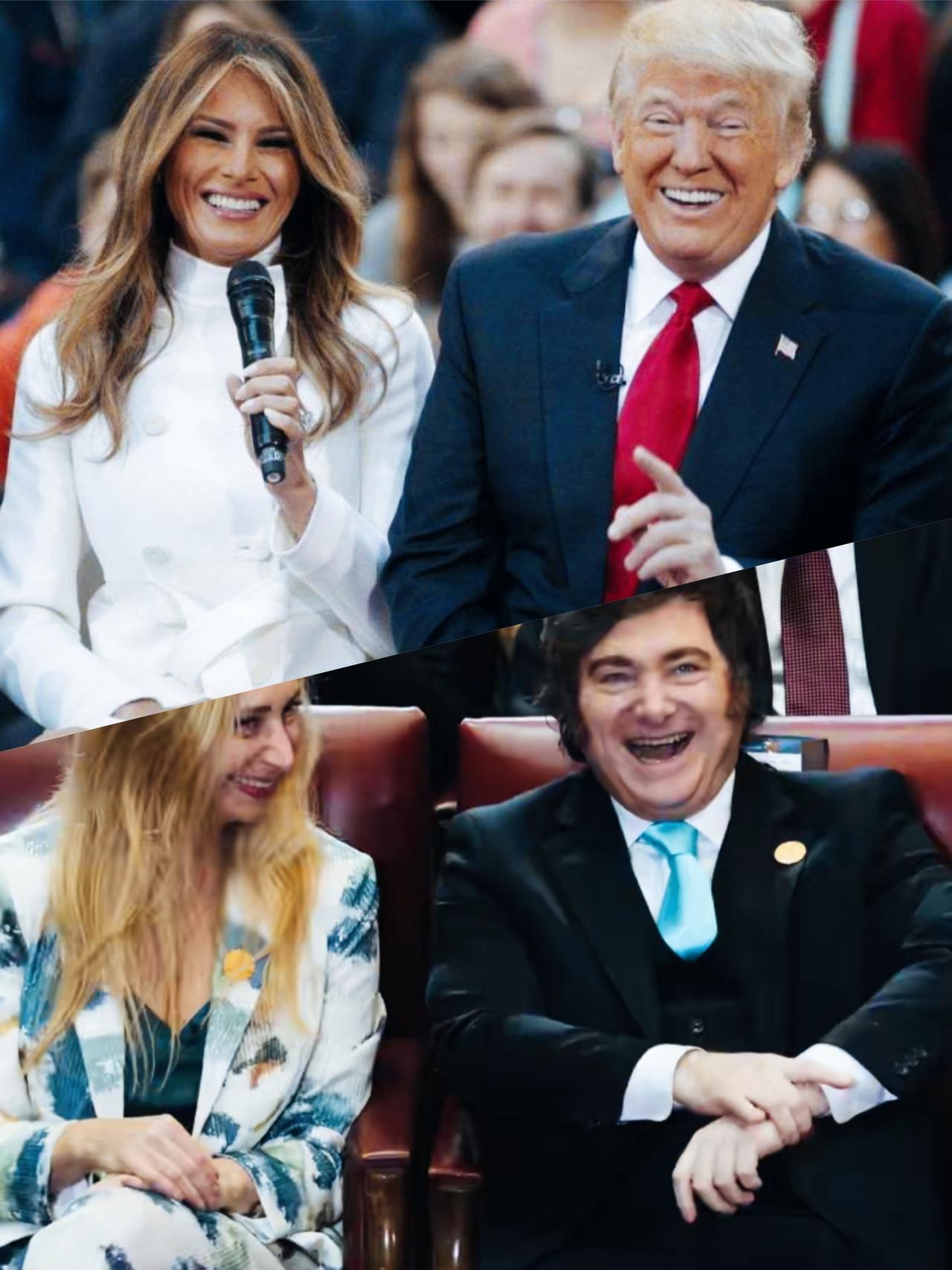 特朗普和米莱两人相比，谁的笑容更夸张啊？
特朗普和米莱是不是不仅发型和长相有几分