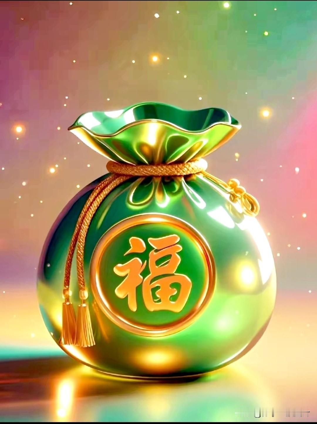 福袋盛来四季喜，
福字迎进满堂春。