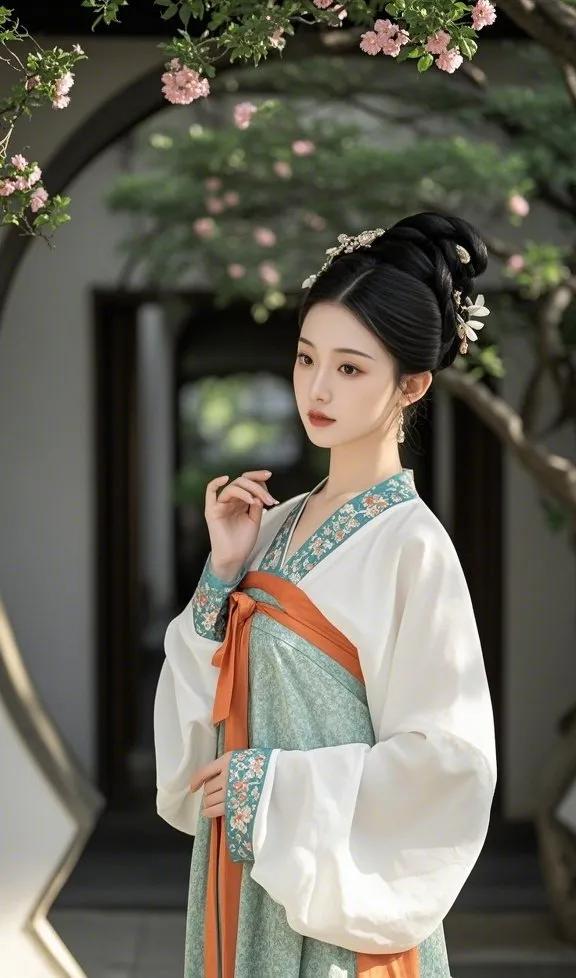 古风少女，轻纱薄衣，花枝摇曳，恬静如画。古风美人＃ 国风美俏女 古风美女气质好 