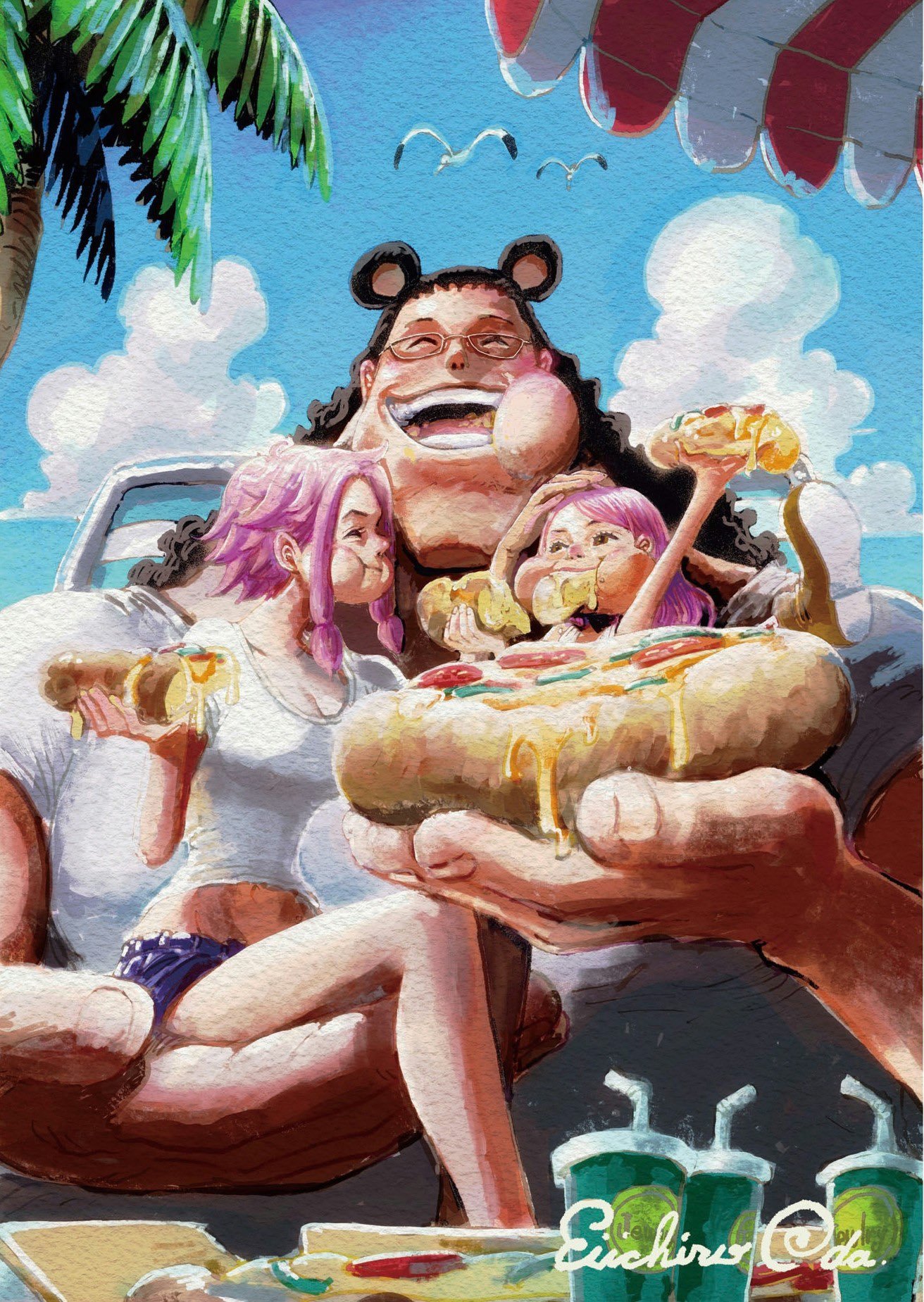 海贼王  海贼王[超话]  尾田桑的新插图！熊的一家！！ 