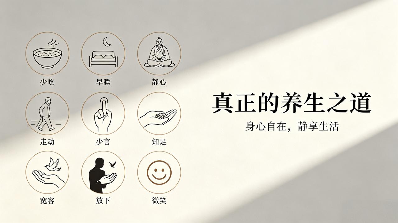 真正的养生之道

①饮食有节少多食，便是绝佳养生方！

②每日早睡不熬夜，胜过世