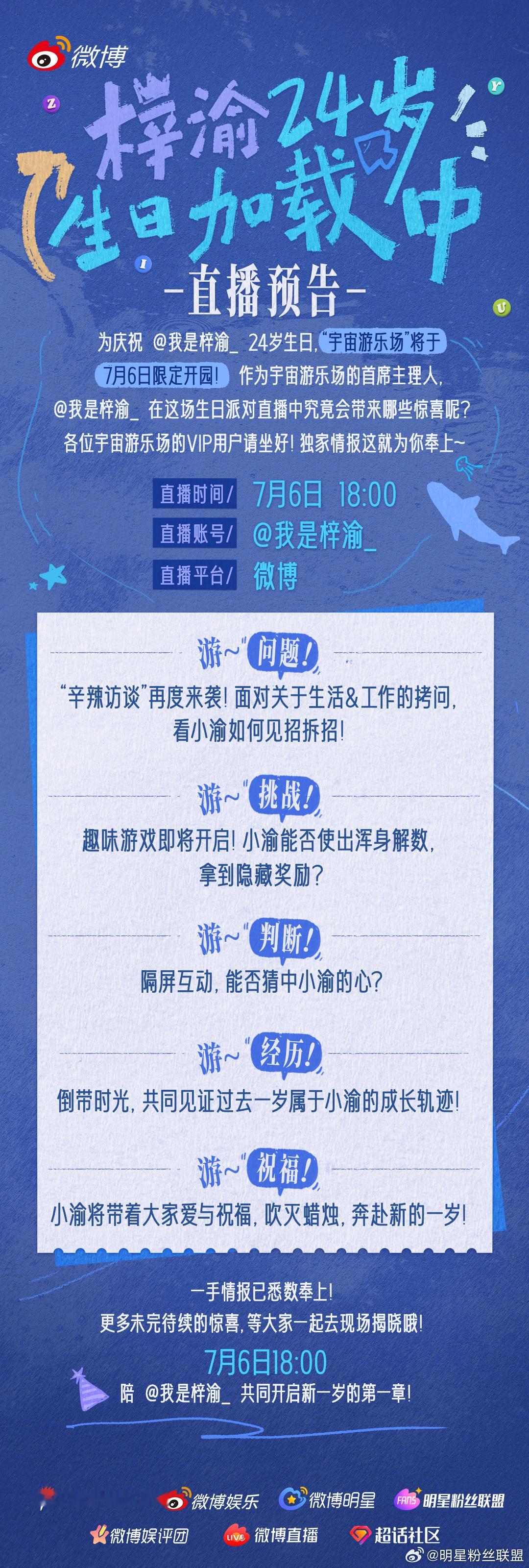 梓渝宇宙游乐场主理人 解锁了宇宙游乐场主理人新身份，筹备起自己的24岁生日派对。
