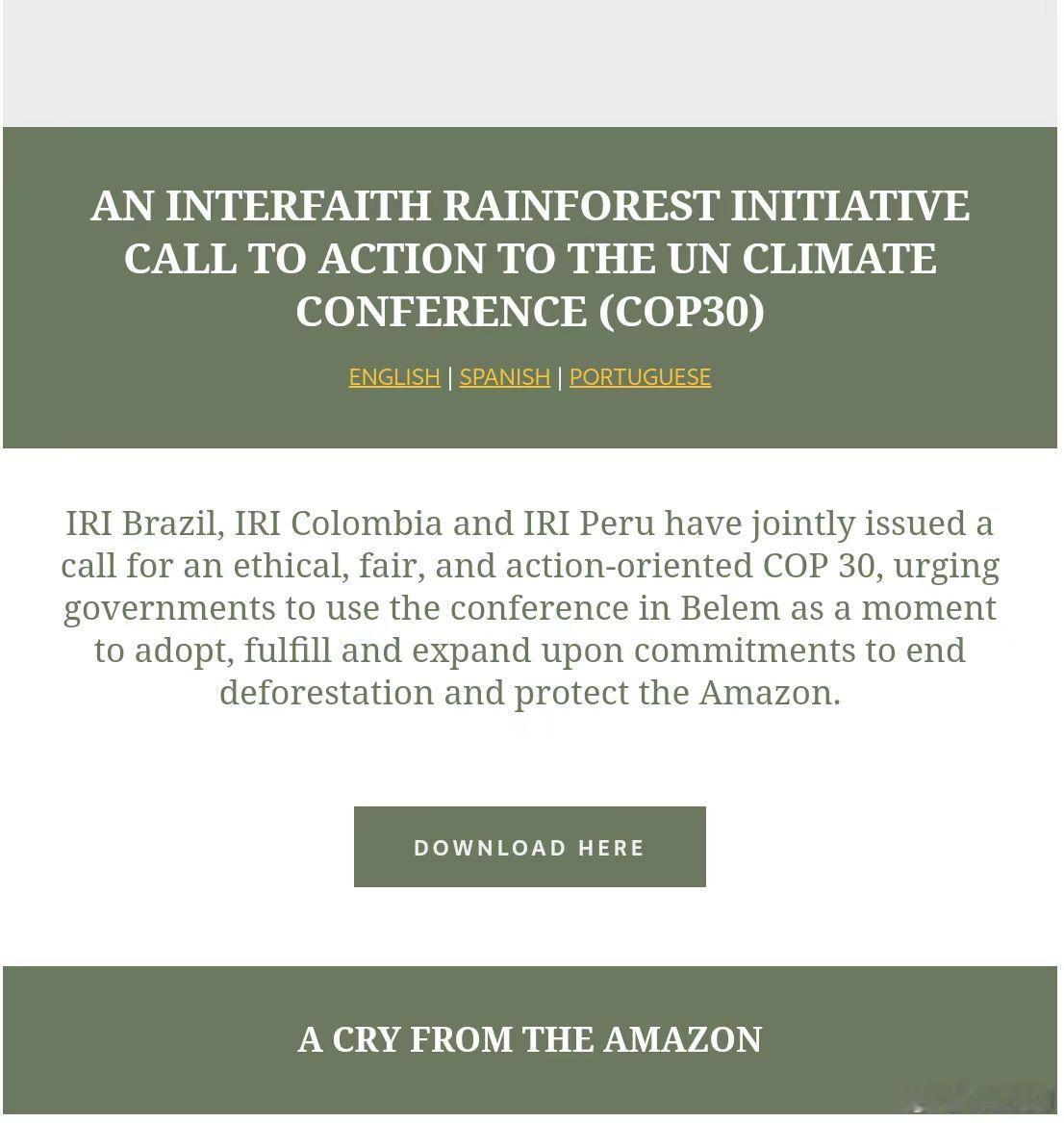 信仰与科学的终极合体｜亚马逊发出“窒息”呐喊，全球宗教领袖向COP30下达“最后