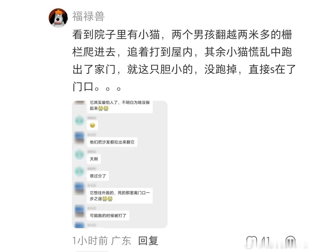 8月17日，网友反映，两名11岁男孩发现一楼邻居家院子有猫，攀爬两米高的栅栏进入