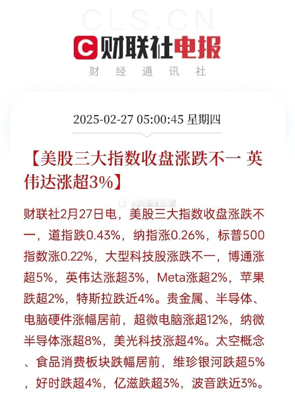 美股上演冰火对决！英伟达业绩超预期飙涨超 3% 燃爆半导体，苹果特斯拉双双跳水拖