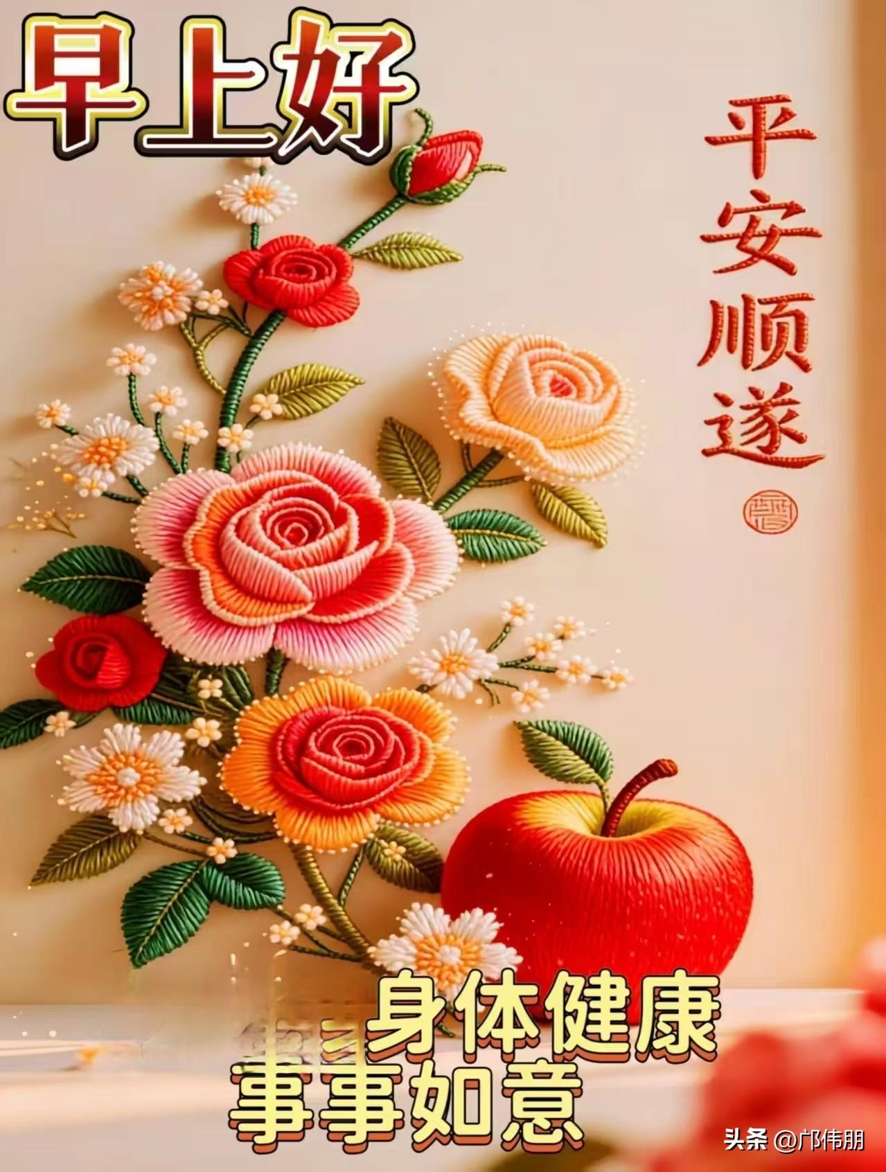 [心]早安心语[心]

晓雾轻消旭影浮，
篱边桐叶缀清珠。
莺穿巷陌传轻语，
风