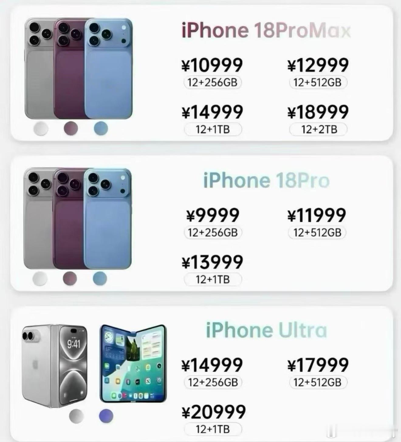 今年iPhone 18蓝色和紫色都不错折叠屏能抢到哪个配色就用哪个你在等iPho