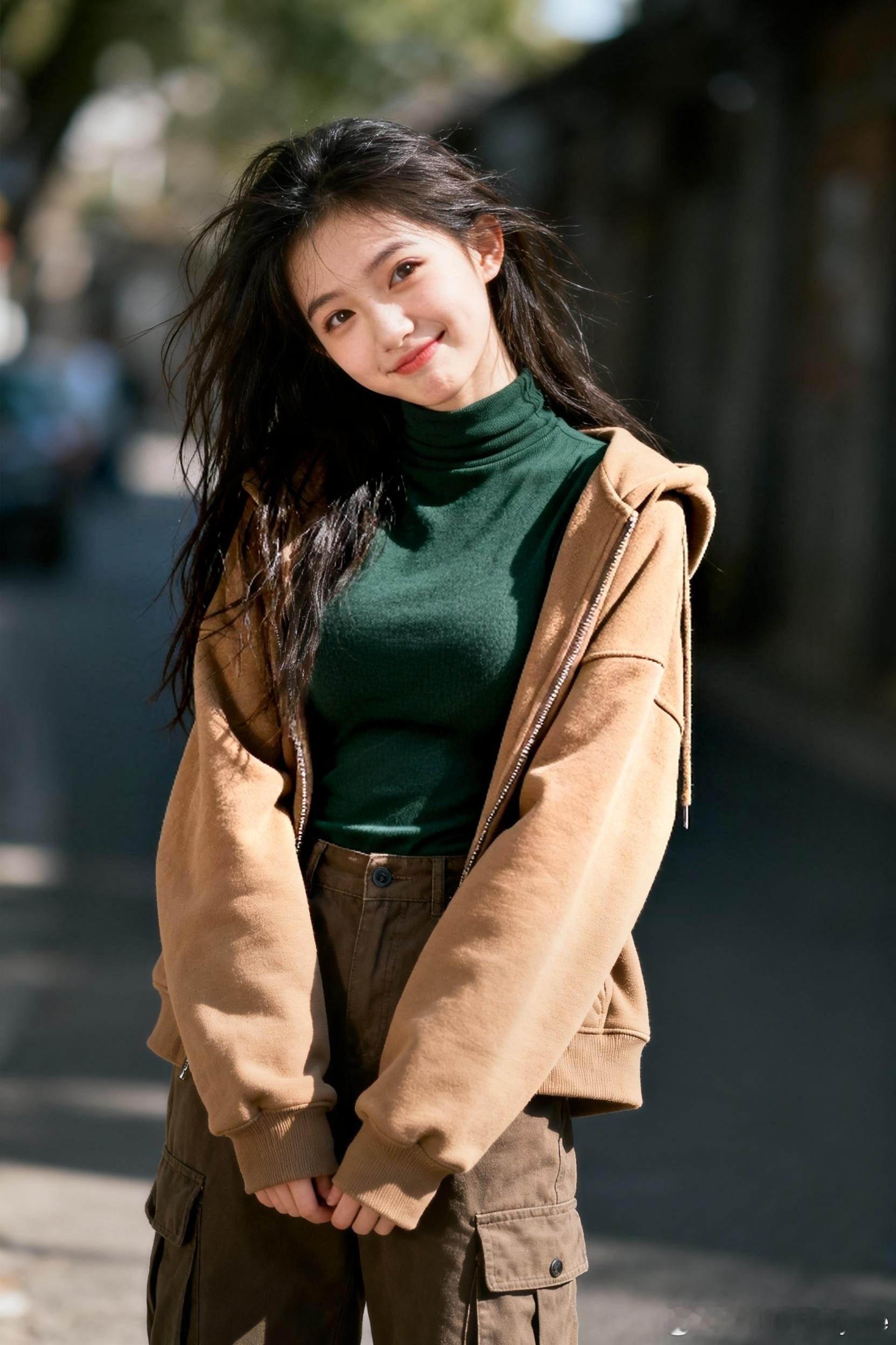 又是阳光明媚的一天，御姐范儿的小仙！冬日阳光暖暖的，适合树荫下散步！行摄漫记聂小