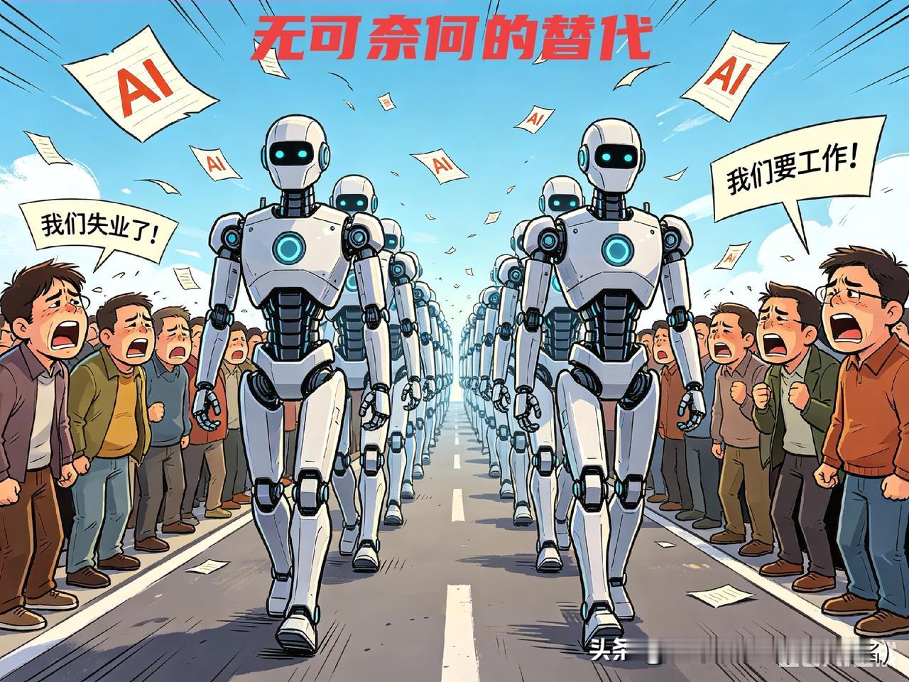 💔残酷至极之卷：
─────────
机器人和AI 兴起！
→ 真人的工作岗位