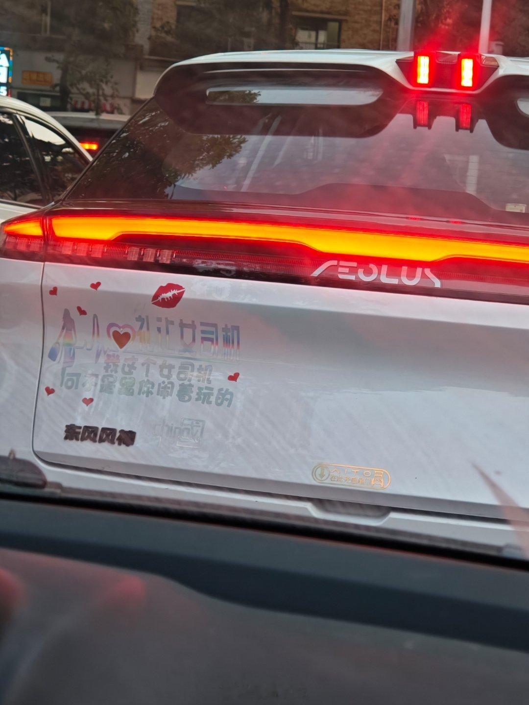等红灯一抬头看见这个车贴我直接两眼一黑