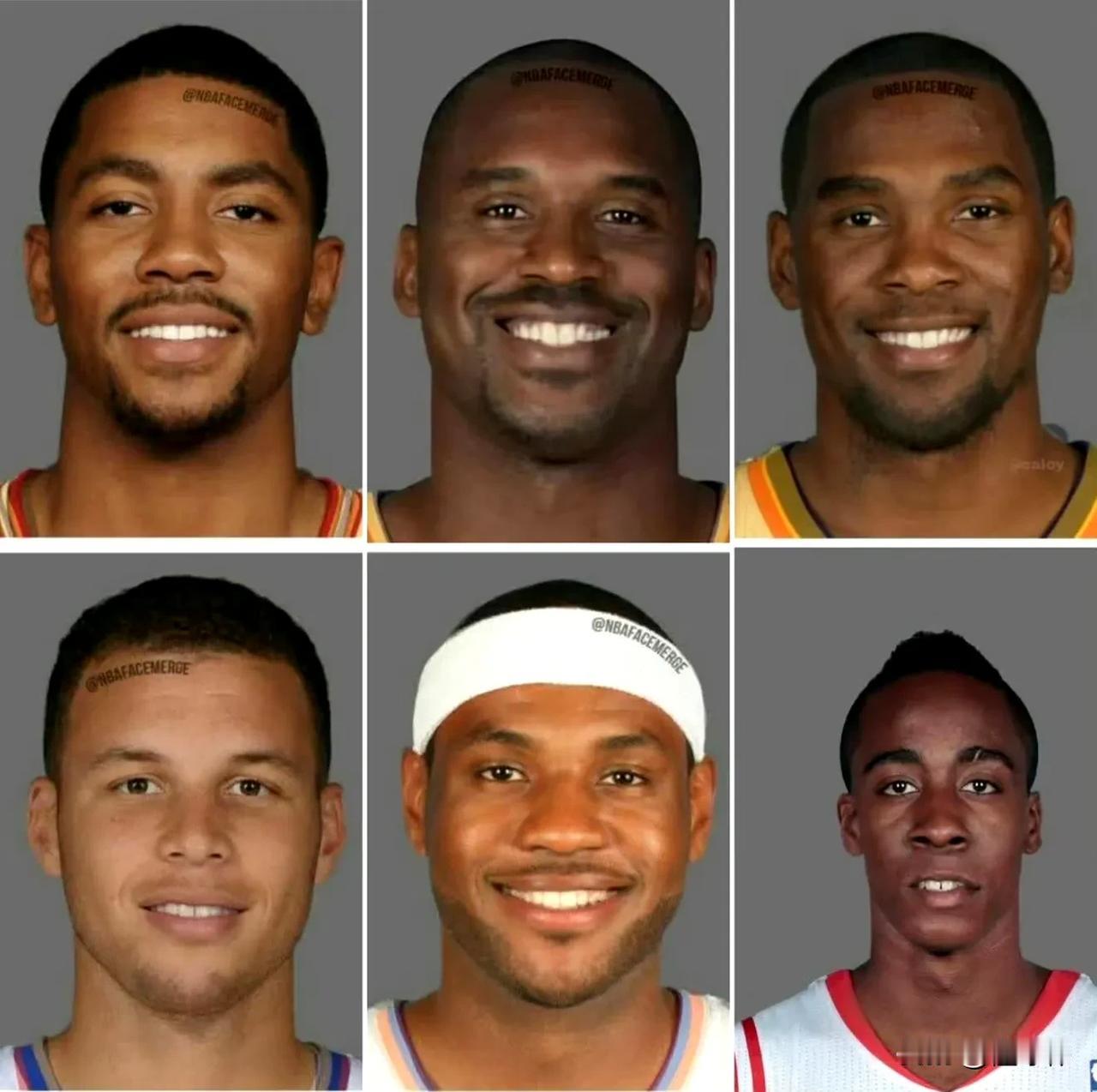 NBA球星的脸组合，你能认得出来吗？

图一：两位状元

图二：三连冠组合

图