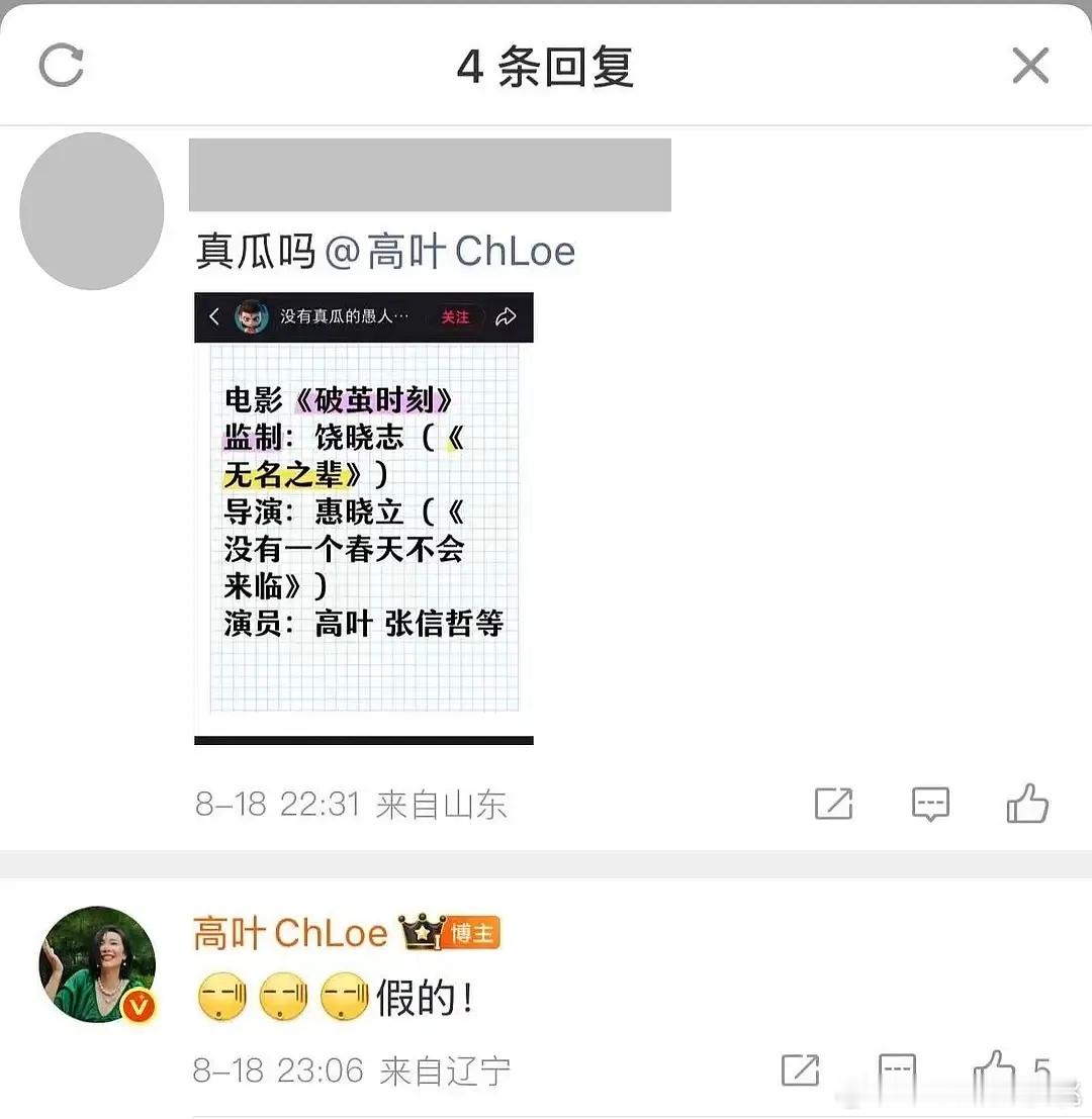 高叶也辟谣这个电影了，🥟又翻车了 ​​​