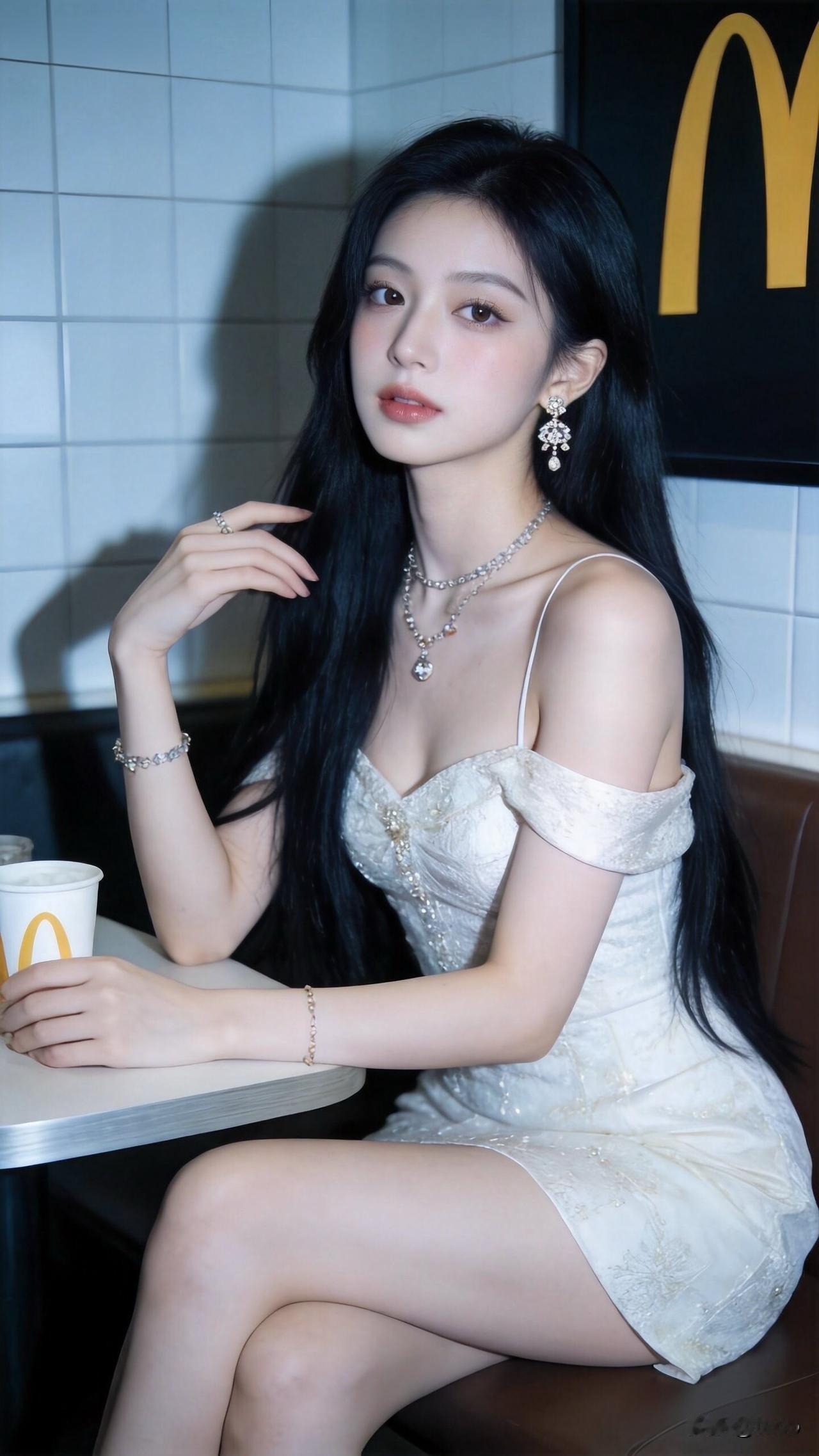 玉人轻坐，金杯在手。
