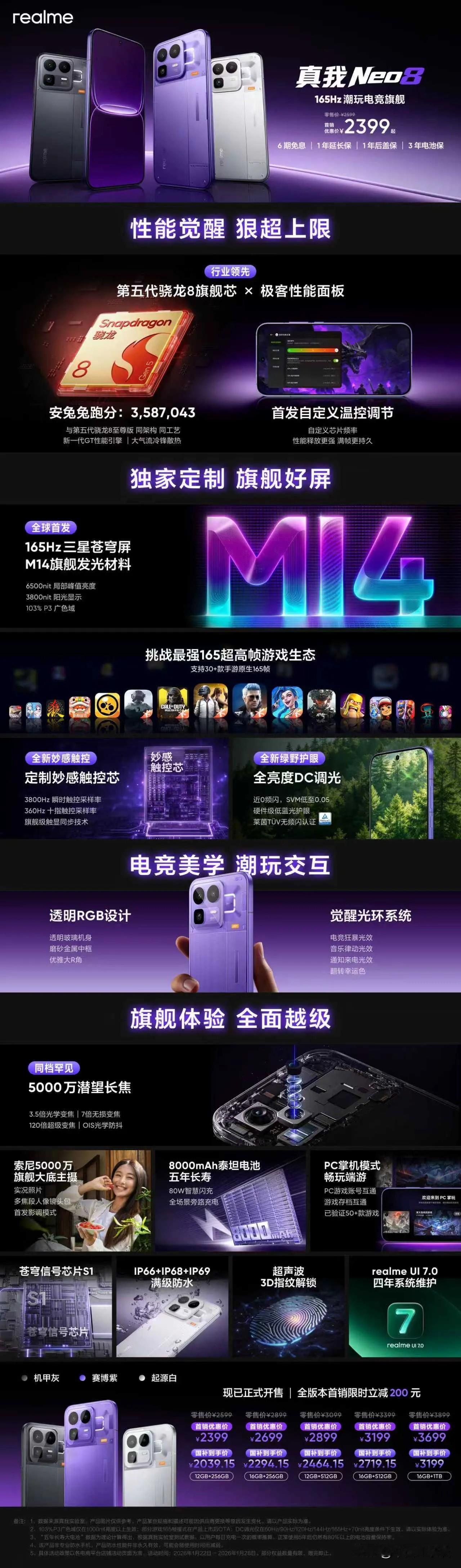 真我Neo 8售价公布！国补后2039起！不愧是真我，敢越级！
12GB+256