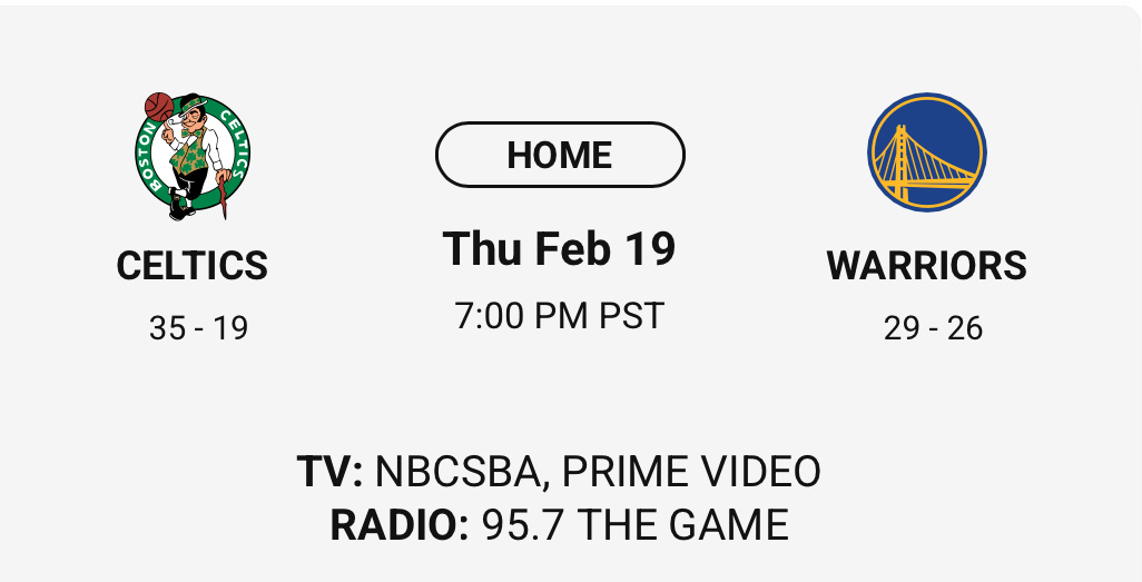 明日全明星后，首战凯尔特人，双方伤情报告勇士，除巴特勒外，赛斯库里继续缺阵，加盟